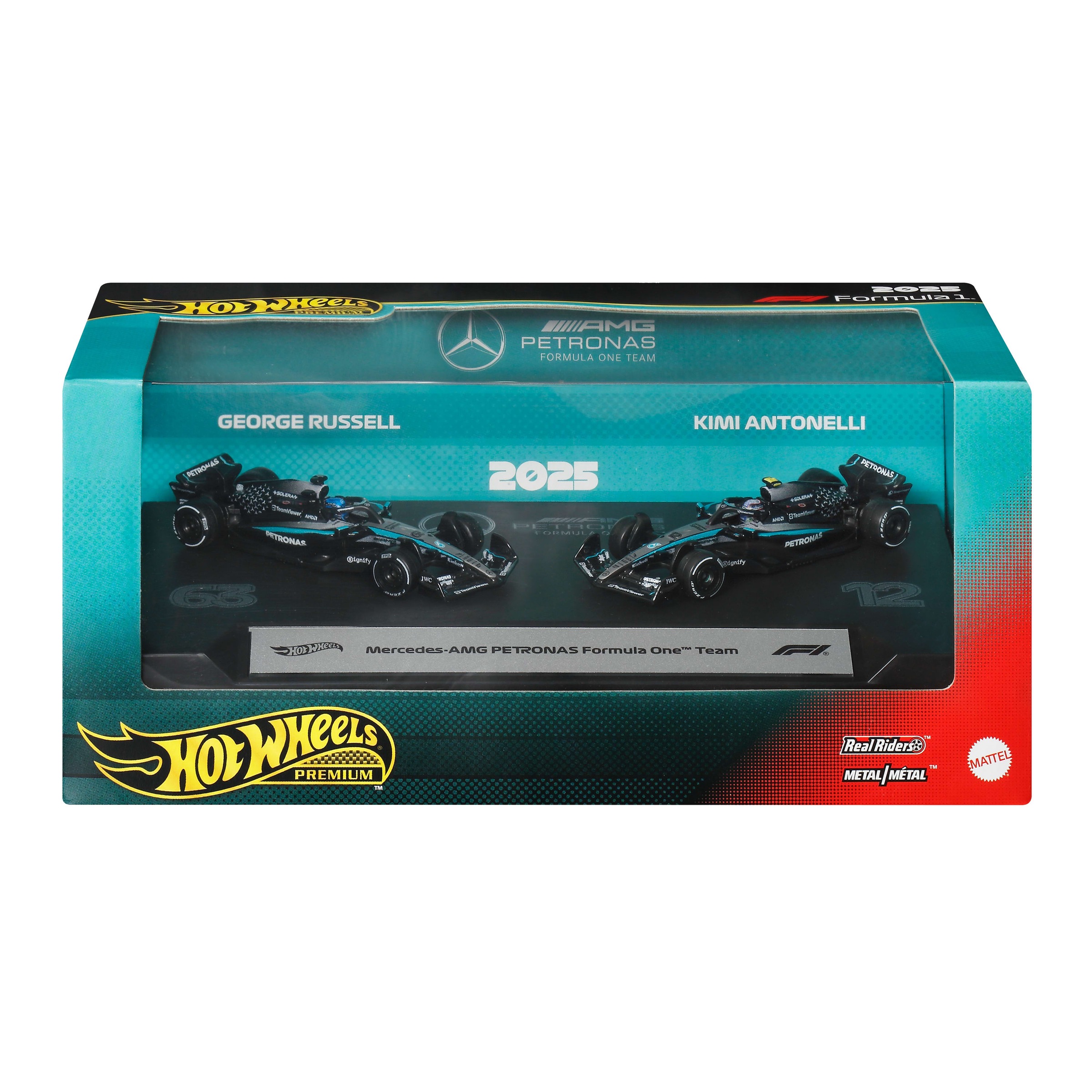 Hot Wheels Spielzeug-Rennwagen »Premium Mercedes-AMG PETRONAS F1-Team, George Russell + Kimi Antonelli« Maßstab 1:64