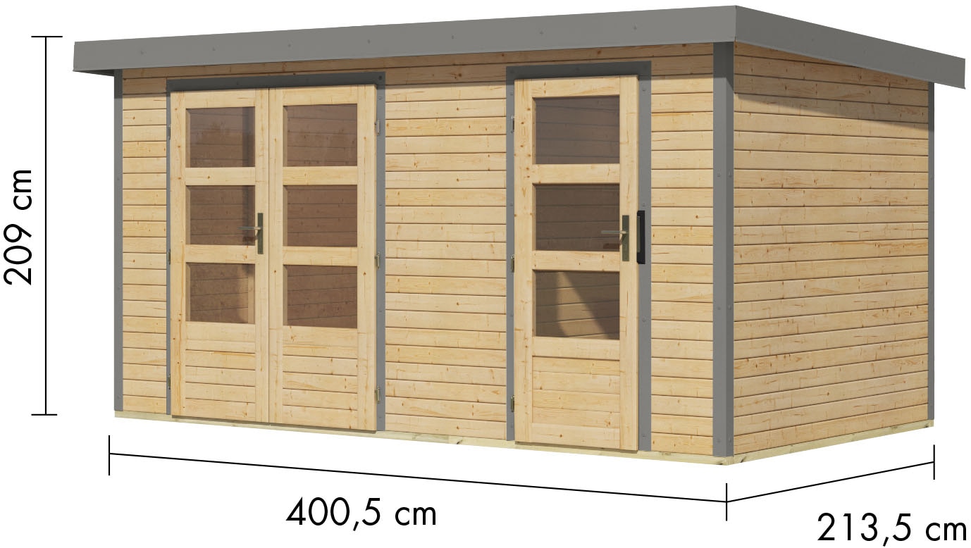 Karibu Gartenhaus »"Merkur A"«, langlebige Kombination aus Holz- und Metallelementen