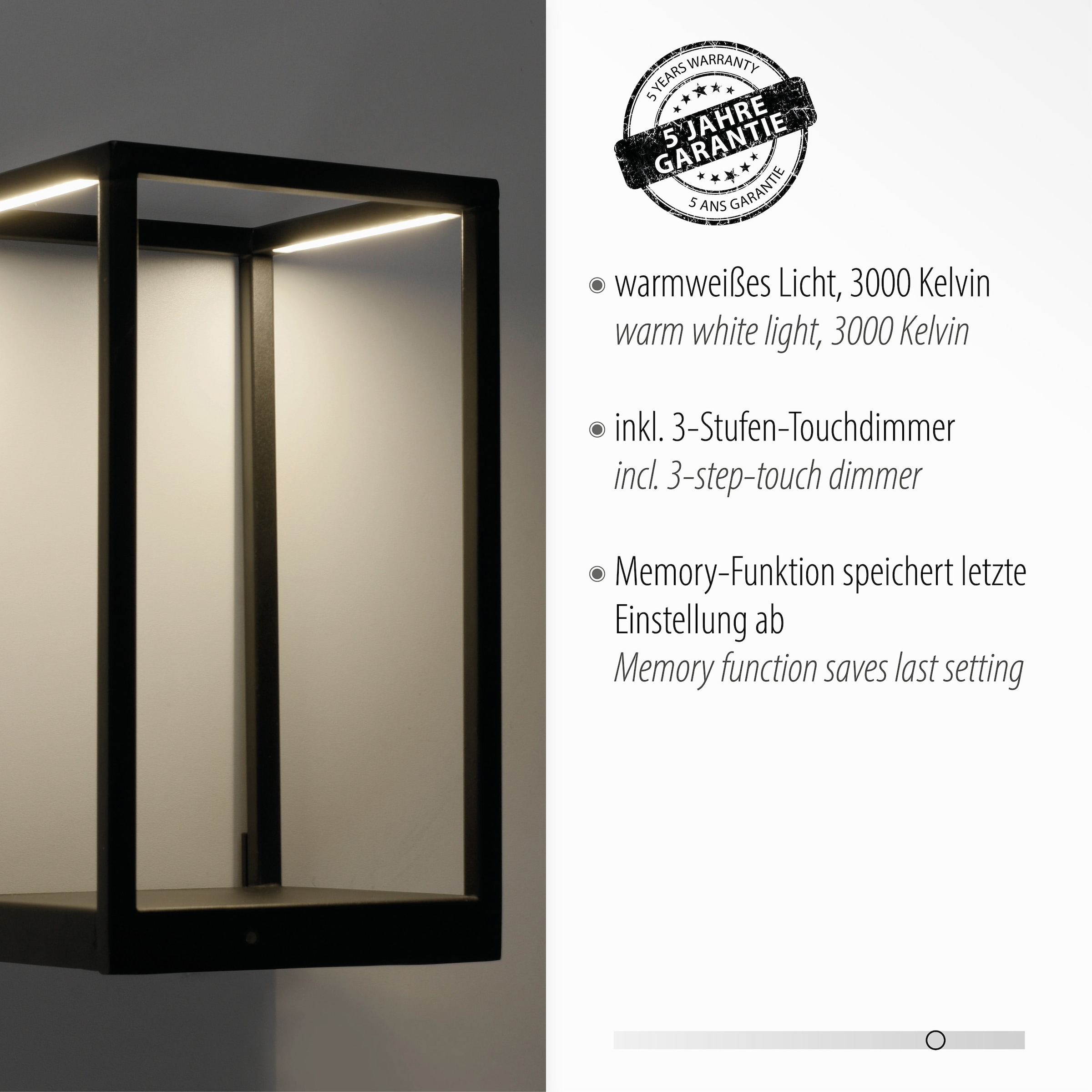 Places of Style Wandleuchte »Cashel«, 2 flammig-flammig, LED Wandlampe,  3000 K, inkl. 3-Stufen-Touchdimmer Regal online kaufen