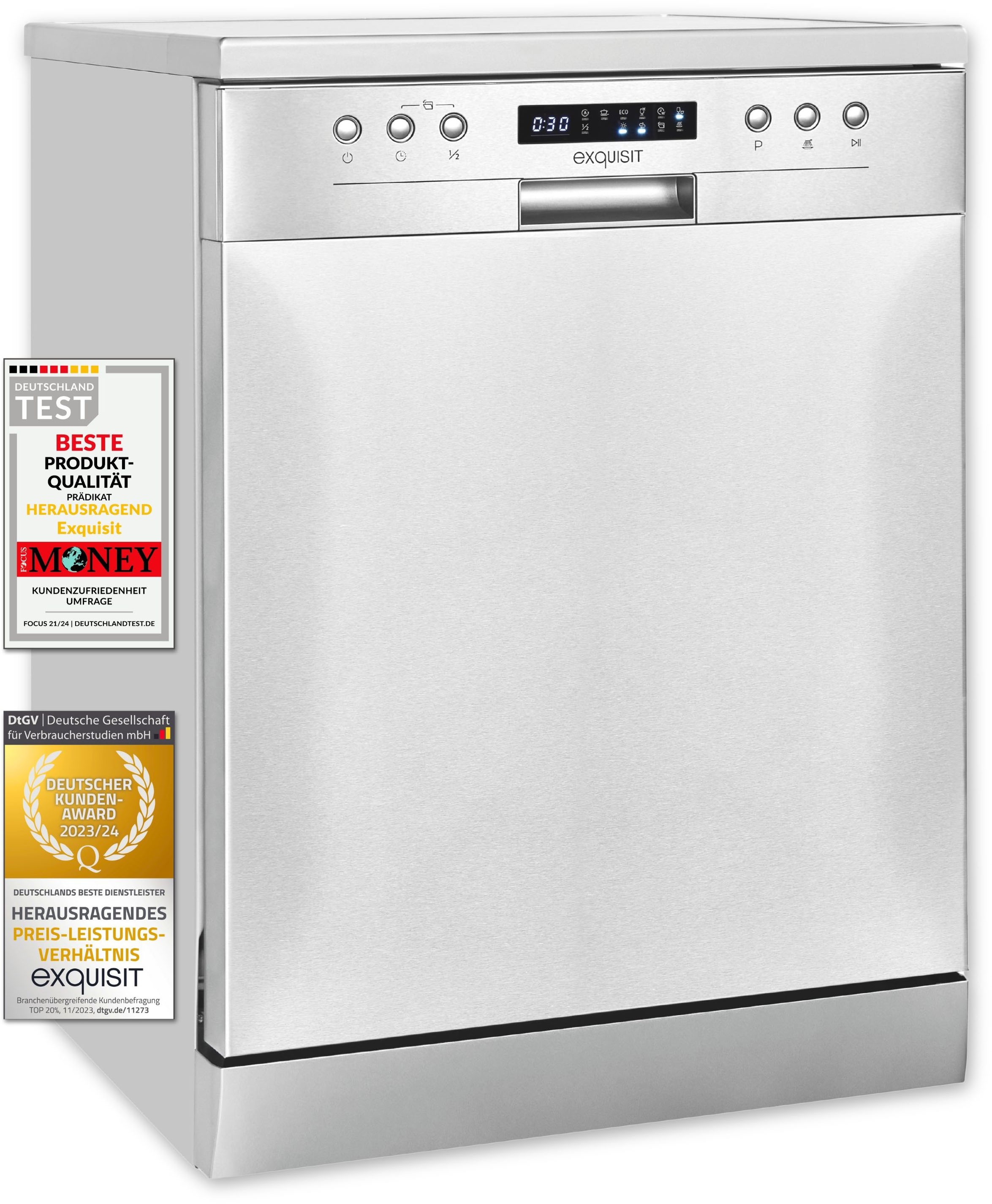 exquisit Standgeschirrspüler »GSP9414-030D inox«, 14 Maßgedecke günstig online kaufen