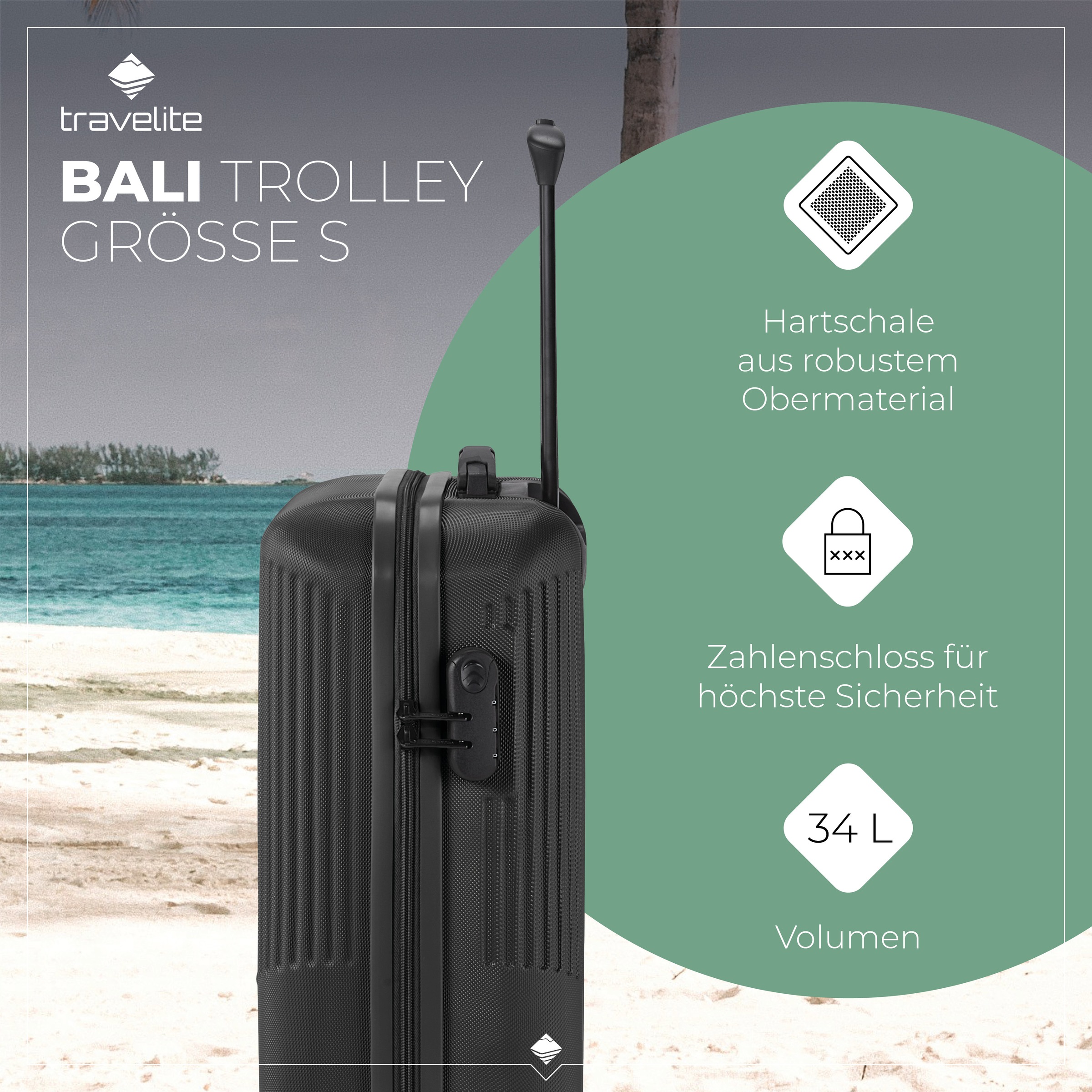travelite Hartschalen-Trolley »BALI, in verschiedenen Größen und Farben«, 4 Rollen, Hartschallenkoffer Reisegepäck Reisekoffer TSA Schloss