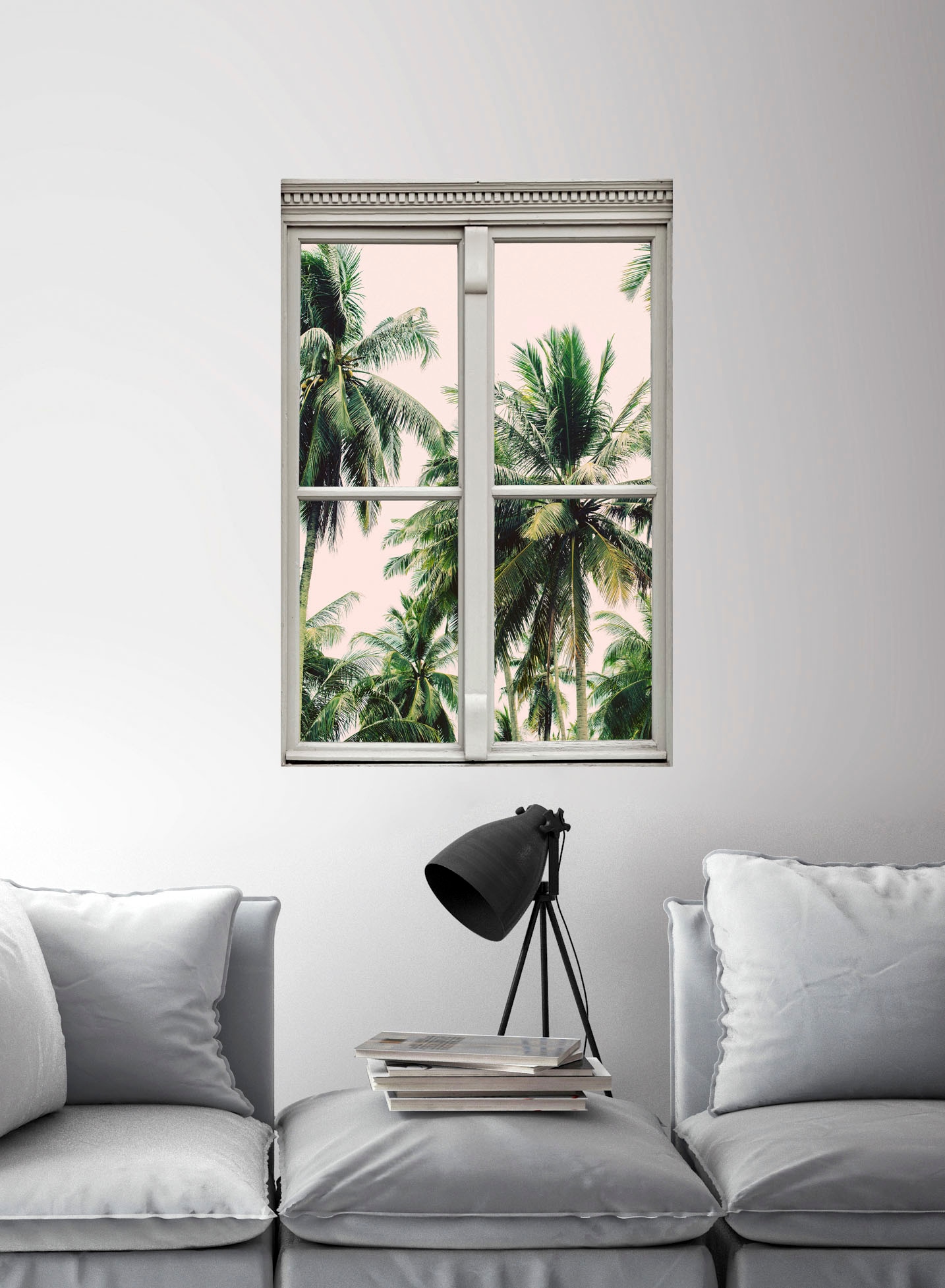 queence Wandsticker »Palmen«, Wandsticker, Wandbild, selbstklebend, 3D, Fenster