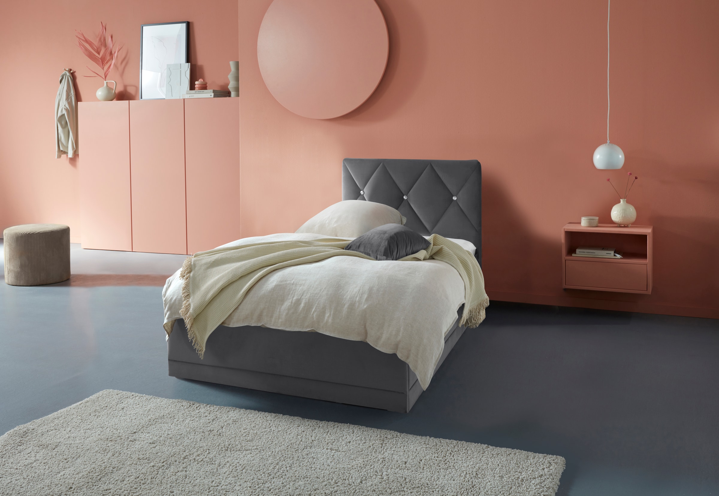 Westfalia Schlafkomfort Polsterbett »Adamas« auch mit Bettkasten, Knopfheftung mit Strasssteinen