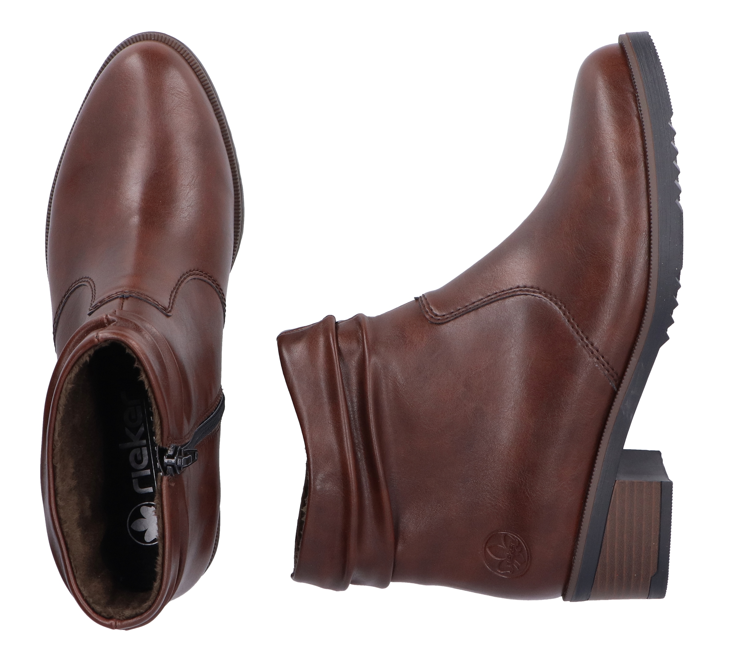 Rieker Stiefelette, Boots, Blockabsatz, slouchy Schaft, mit Innenreißverschluss
