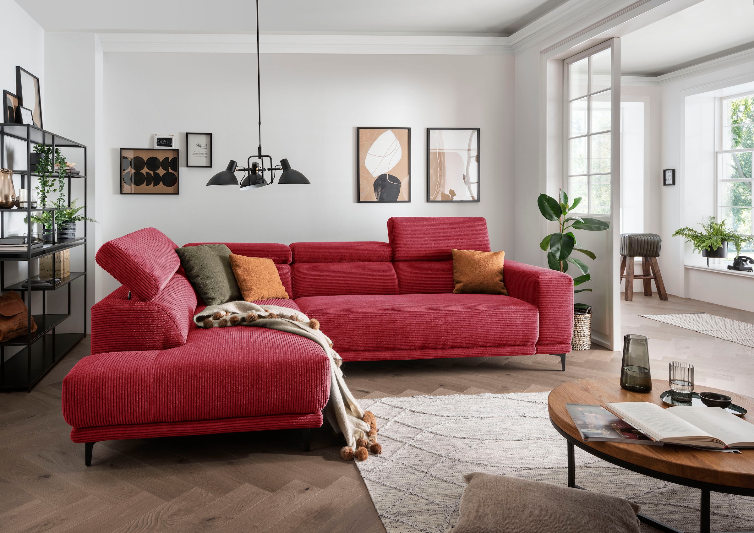 alina Ecksofa »Hikari«, wahlweise mit Sitzvorzug, in modernem Cordstoff, Breite 276 cm