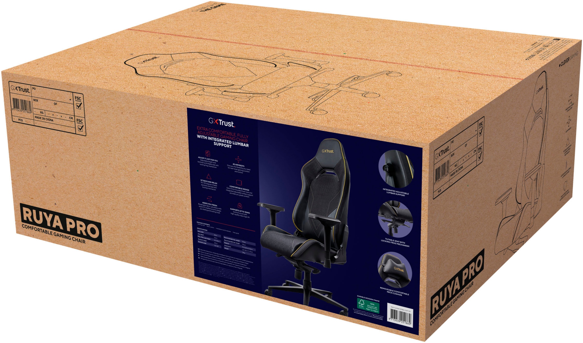 Trust Gaming-Stuhl »GXT721 RUYA PRO«, Kunstleder-Stoff