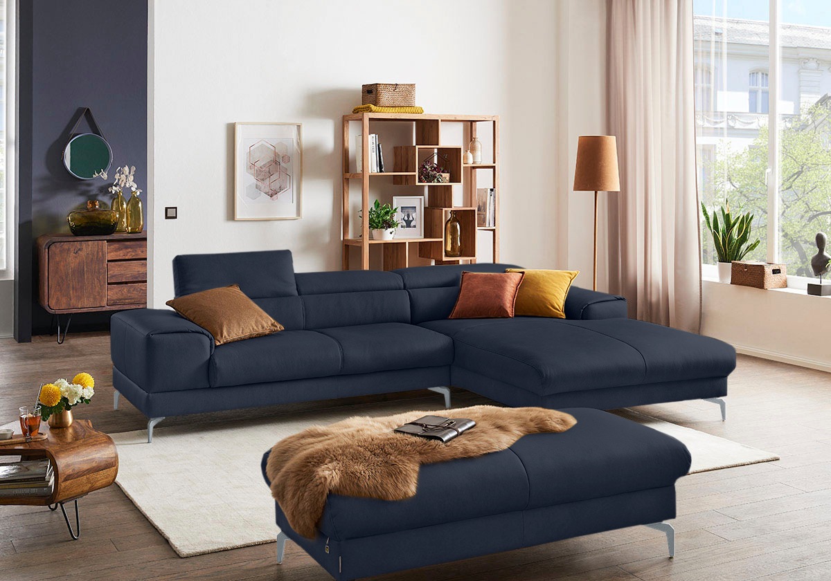 W.SCHILLIG Polsterhocker »piedroo, Designsofa mit tollem Sitzkomfort, bequem, L-Form«, Füße in Silber matt