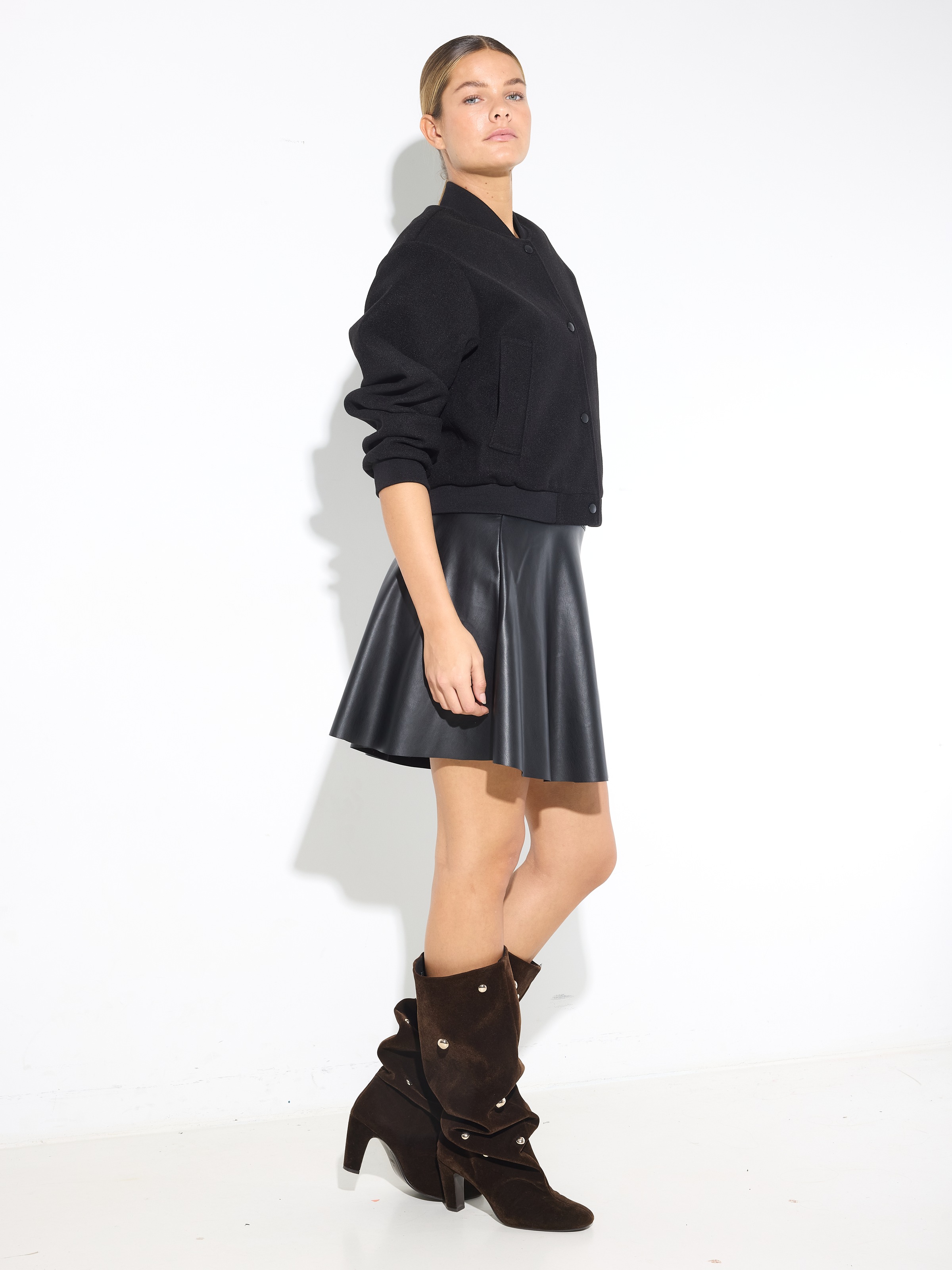Noisy may Lederimitatrock »NMANDY PU HW FLARED SKIRT WVN NOOS«
