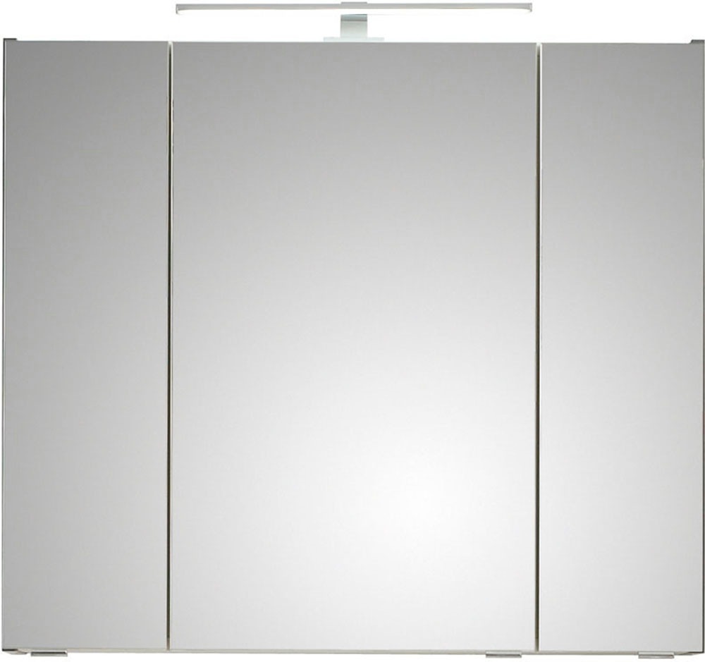 Saphir Badmöbel-Set »Quickset 2-teilig, Keramik-Aufsatzbecken mit LED-Spiegelschrank«, (5 St.), Waschplatz 80 cm breit, inkl. Türdämpfer, 3 Türen, 2 Schubladen
