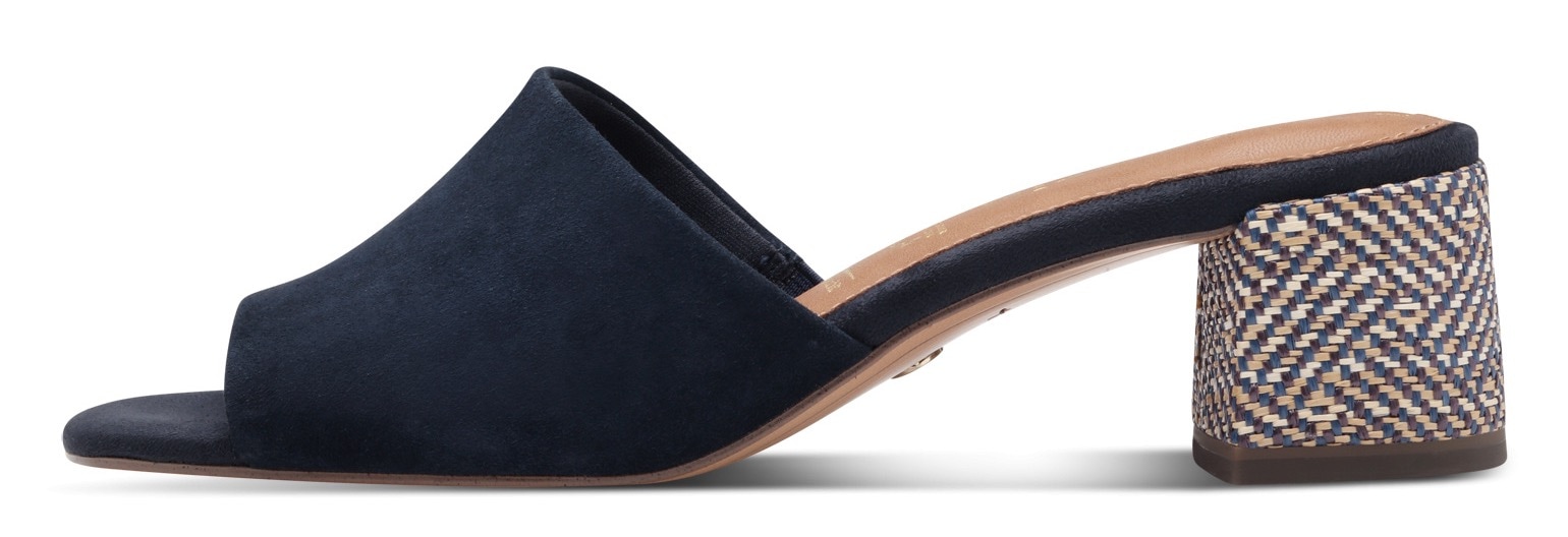 Tamaris Pantolette, Sommerschuh mit mehrfarbigem Blockabsatz in Bastoptik