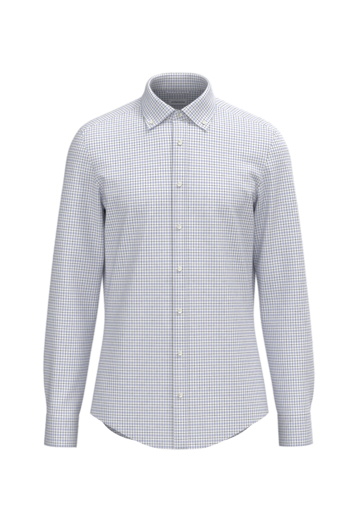 seidensticker Flanellhemd »Schwarze Rose«, Shaped 1/1 Button-Down-Kragen Karo