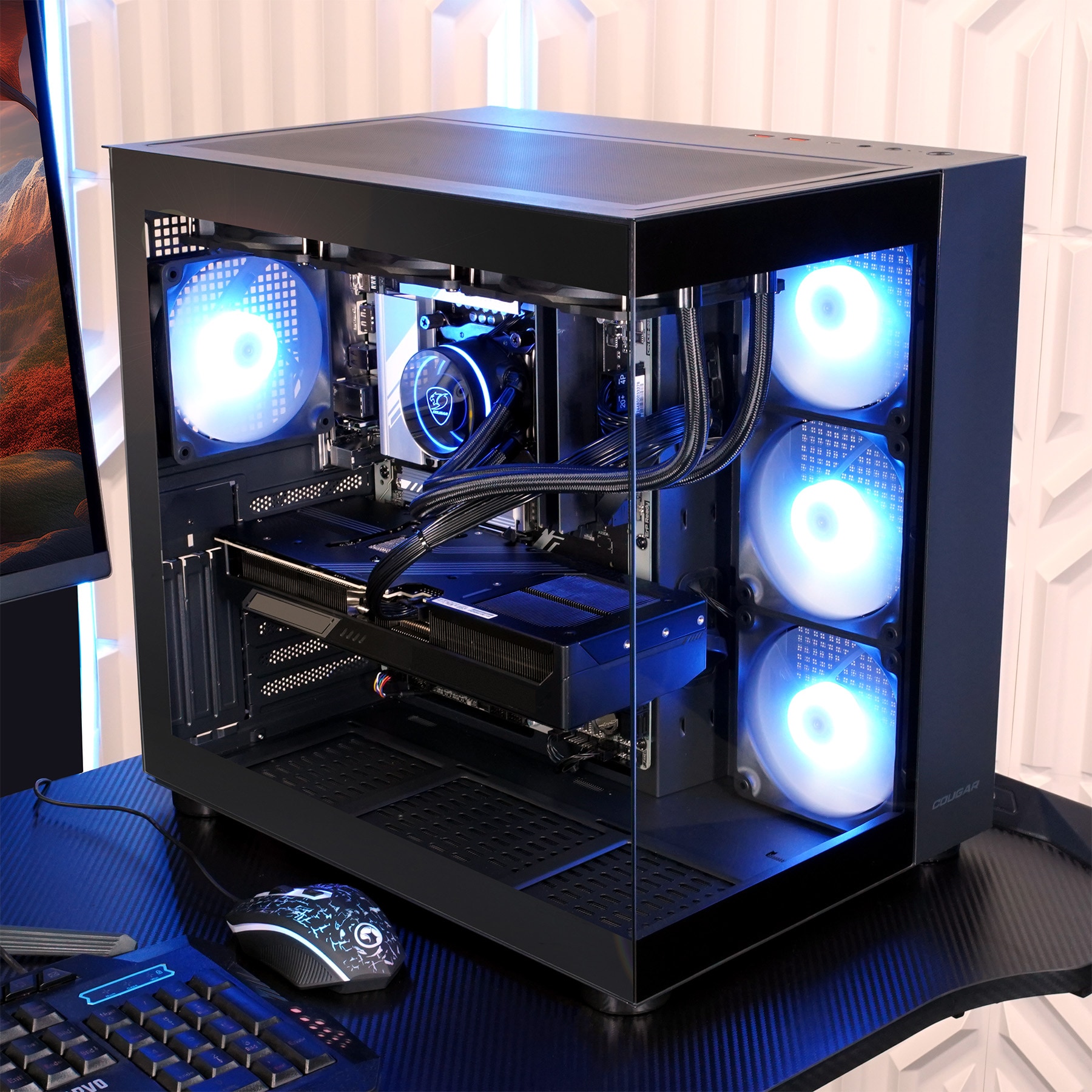 Cougar Gaming-PC »FV150 BK 7956 AMD AMD Ryzen 7 9700X 32GB DDR5 1TB SSD RX 9070 XT« Windows 11, DDR5 RAM, Wasserkühlung