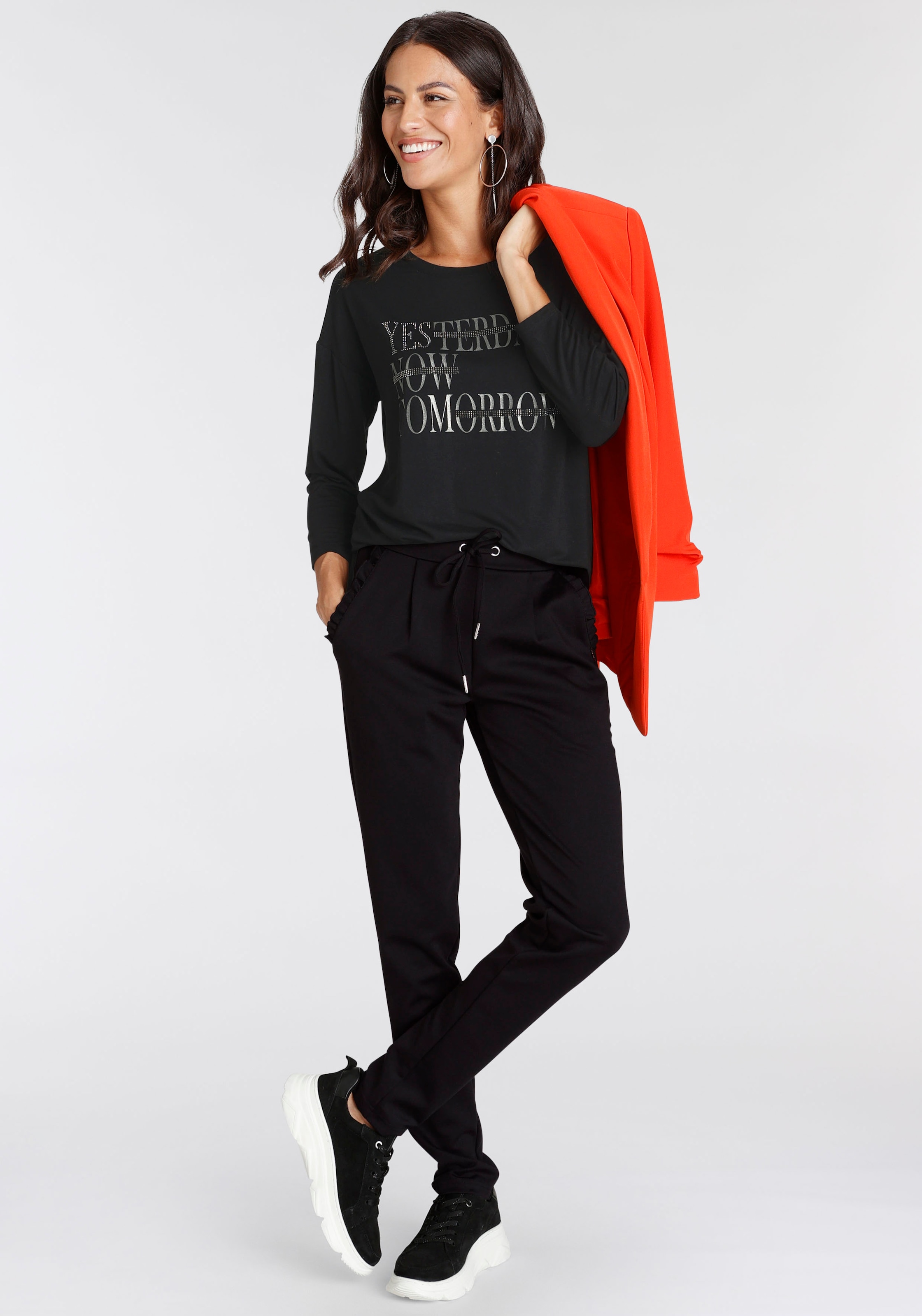 Laura Scott 3/4-Arm-Shirt mit glitzerndem Schriftzug