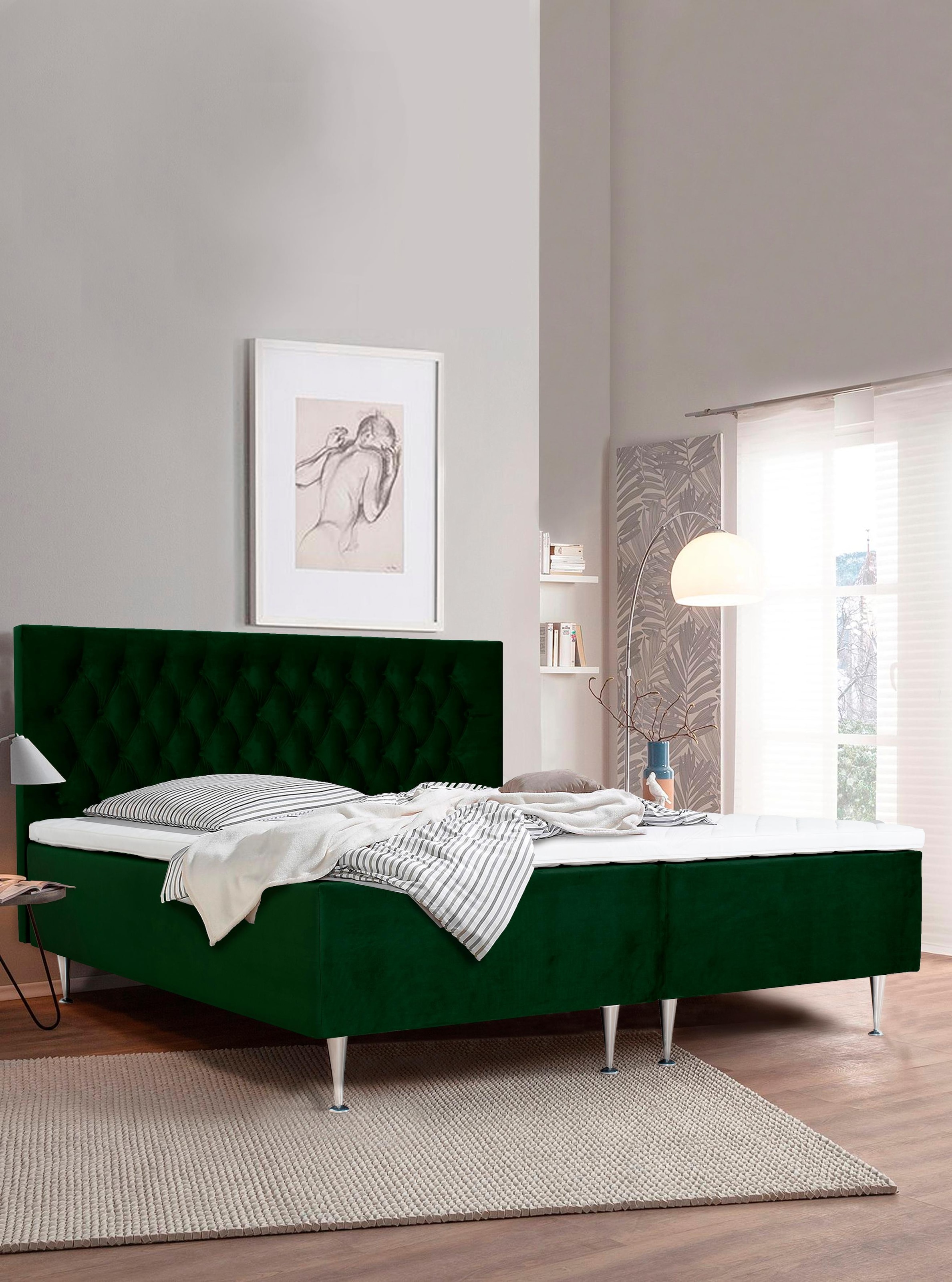 Places of Style Boxspringbett »Exclusive«, inkl. Topper, 3 Breiten, 3 Härtegrad-Ausführungen