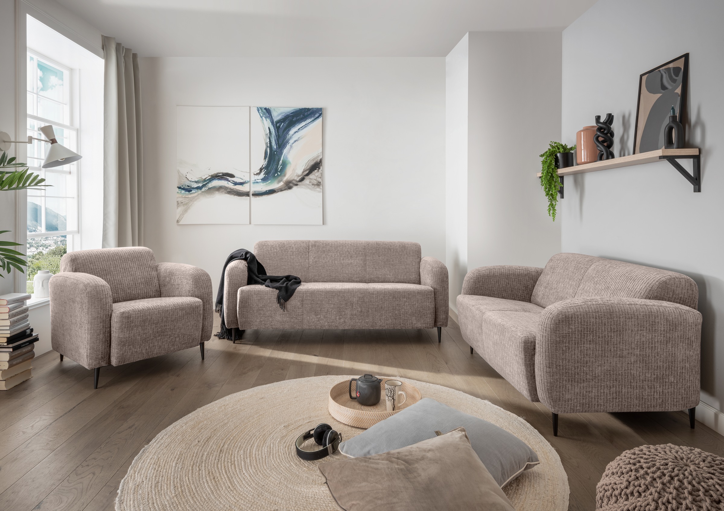 Home affaire Polstergarnitur »Marone« Set, 3-Sitzer, 2-Sitzer, Sessel, 3 St günstig online kaufen