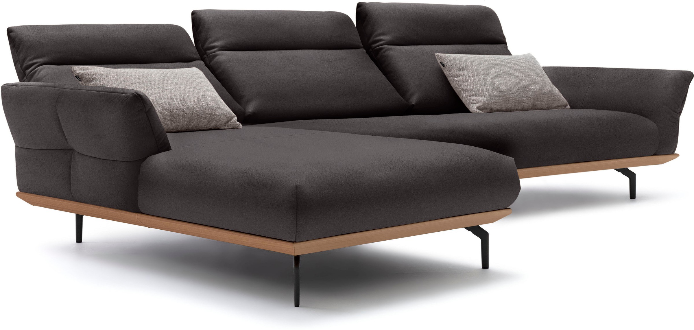 Creation BY ROLF BENZ Ecksofa »CR.460«, Sockel in Eiche, Winkelfüße in Umbragrau, Breite 338 cm
