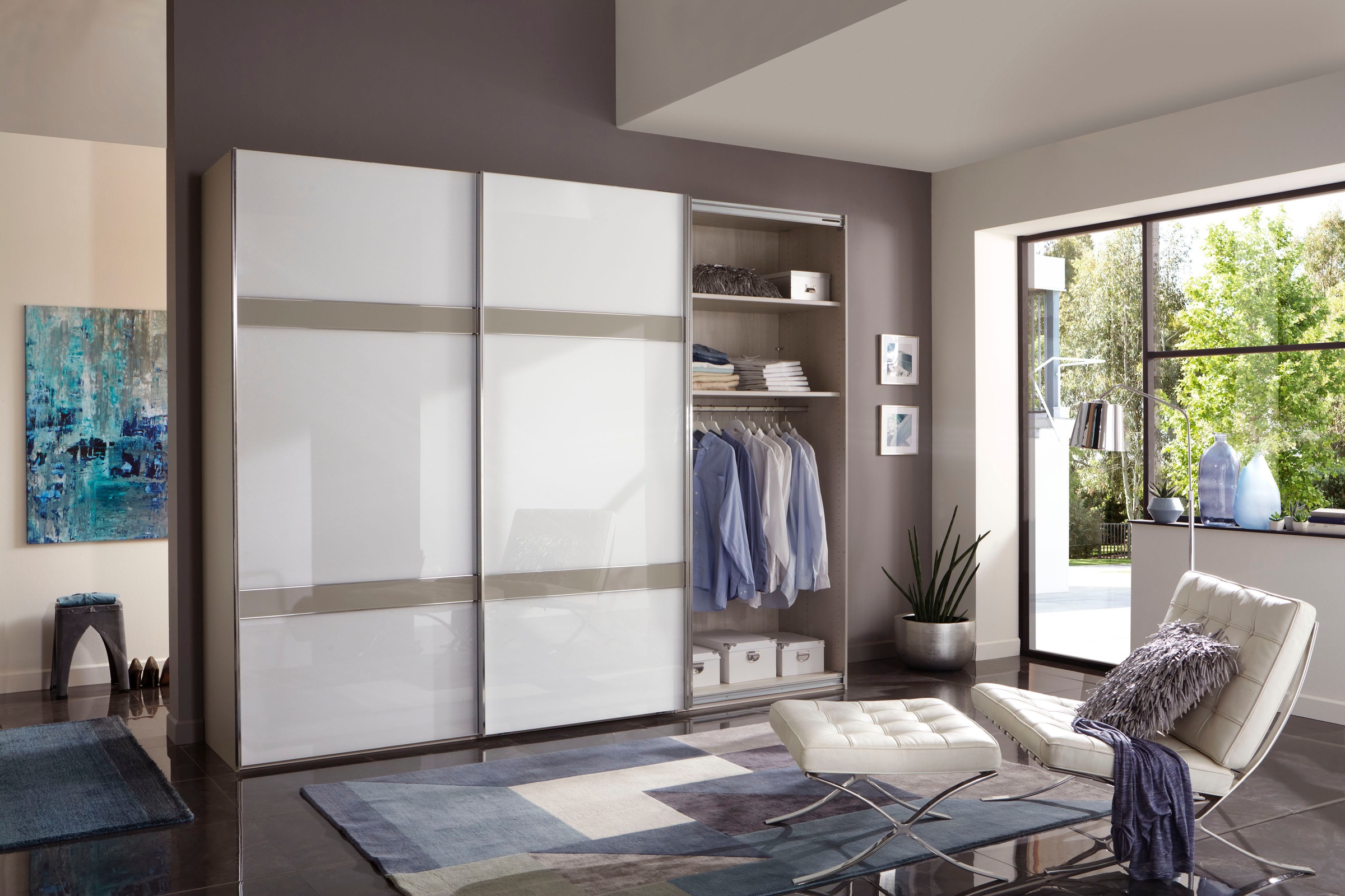 WIEMANN Schwebetürenschrank »Rialto«, hochwertige Glasfront mit Querriegeln