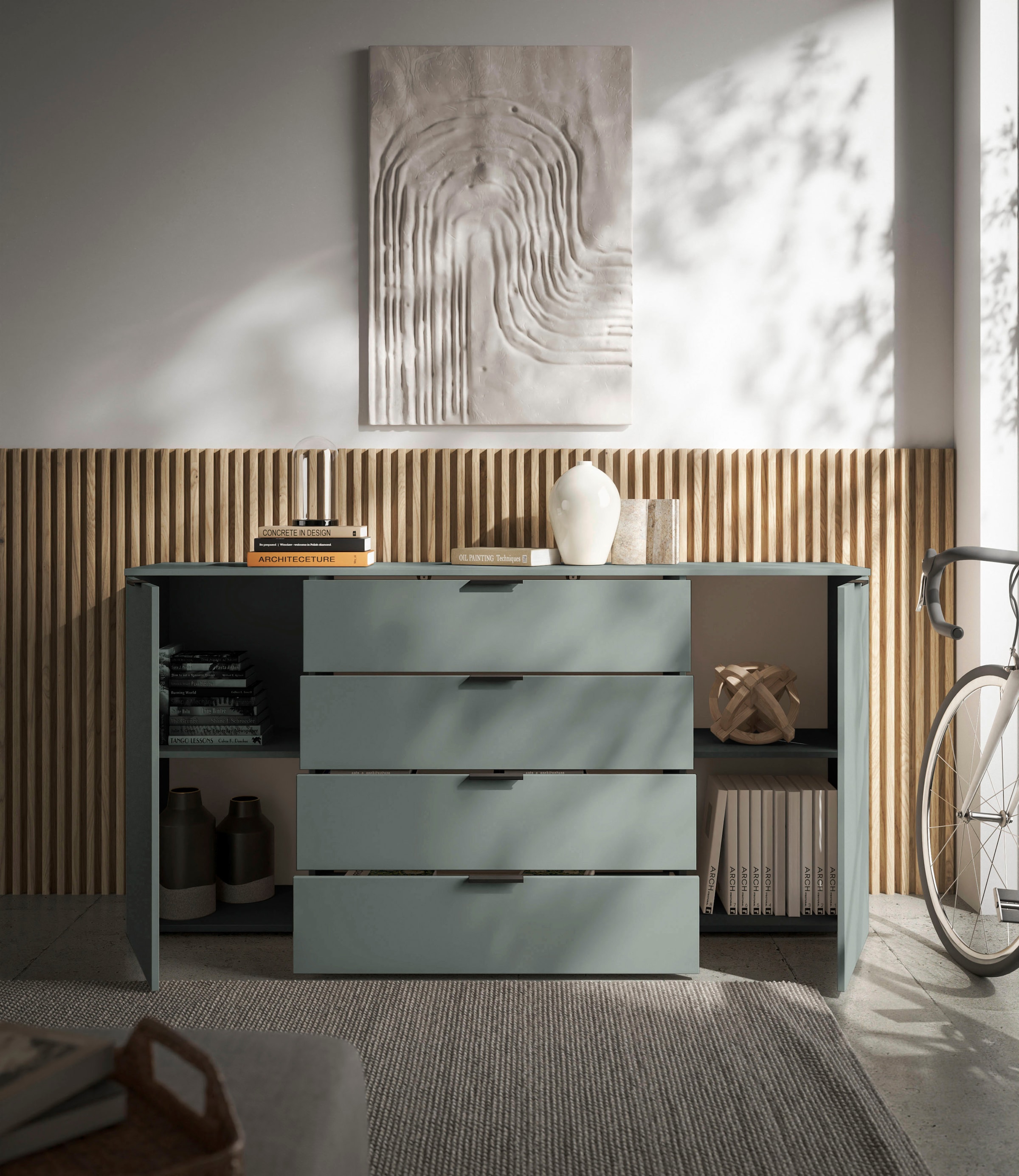 HBZ Sideboard »Linz Kommode, BxHxT 180x90x40cm«, (1 St.), Breite 180cm,Lip-Griff, Melaminbeschichtung