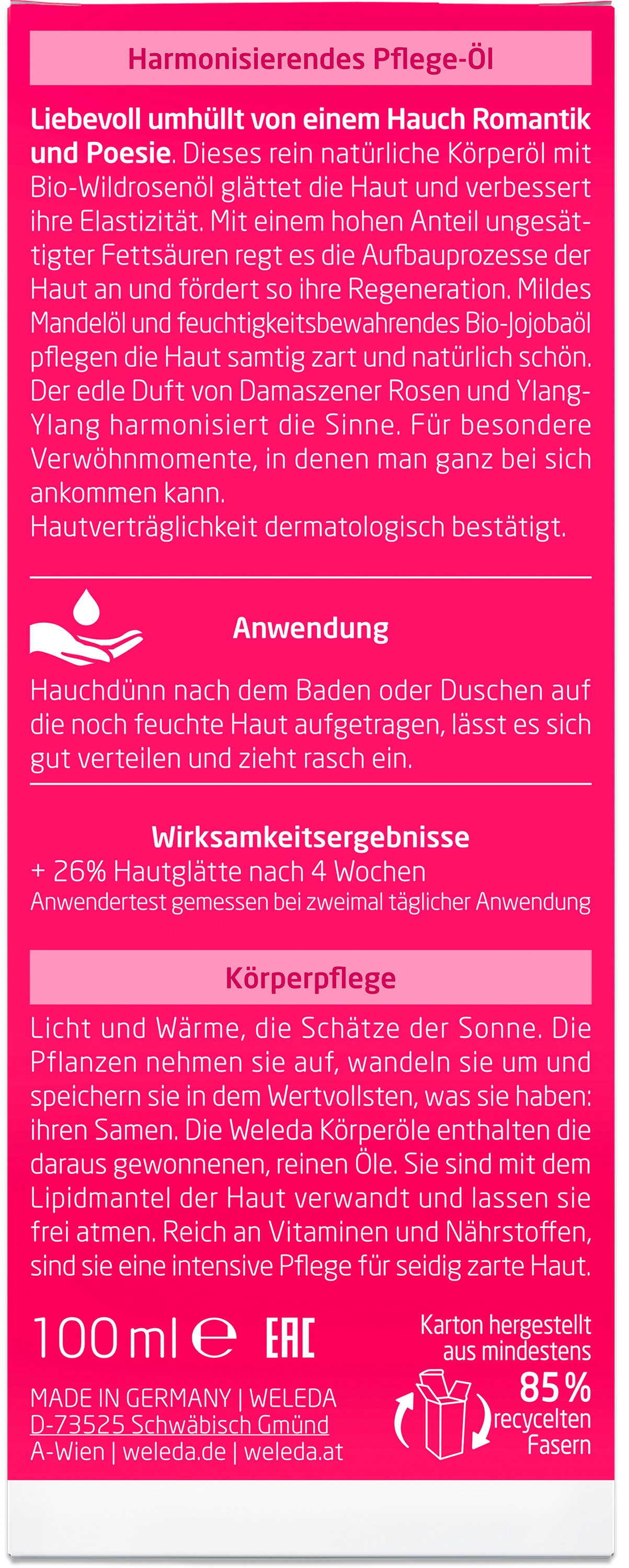 WELEDA Körperöl »Weleda Wildrose Harmonisierendes Pflege-Öl« fördert die Hautregeneration, glättet & verwöhnt alle Hauttypen