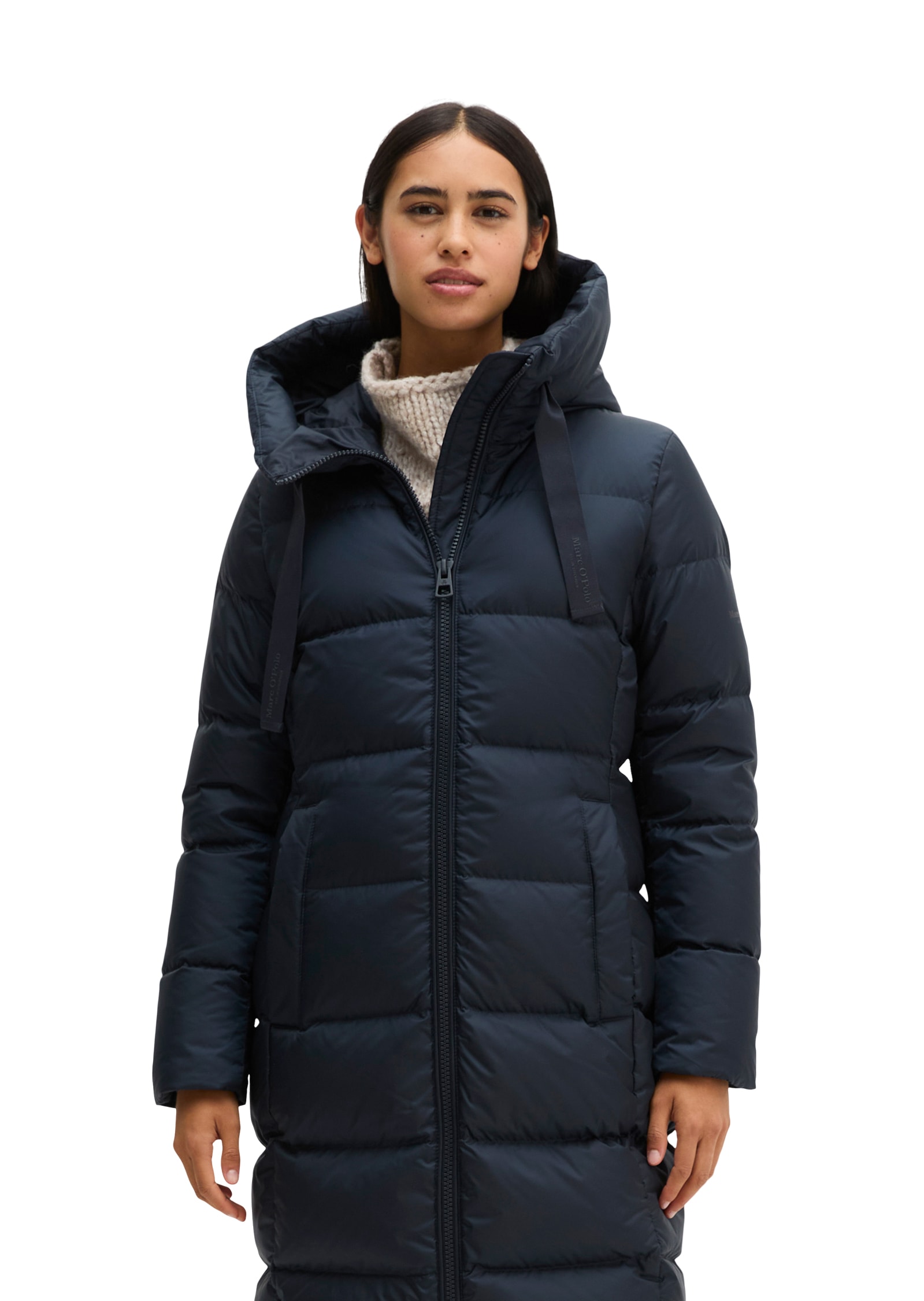 Marc O'Polo Daunenmantel mit 2-Way-Zipper und großer Kapuze - aktuelle HW26-Kollektion