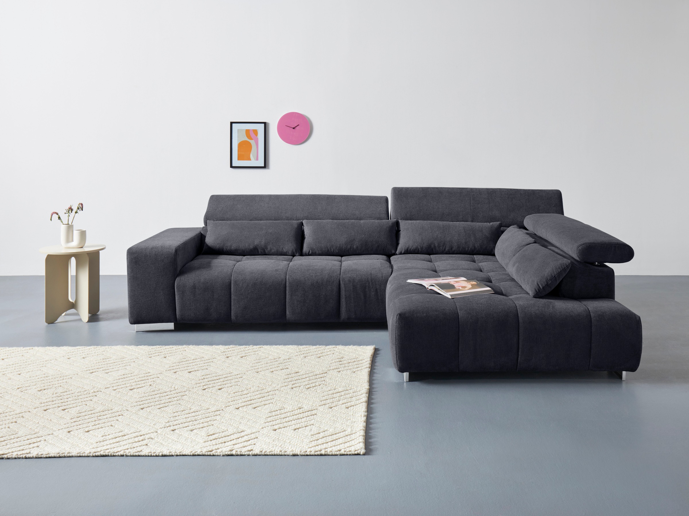 COTTA Ecksofa "Orion L-Form" mit Kopfteilverstellung & 5 Nierenkissen günstig online kaufen