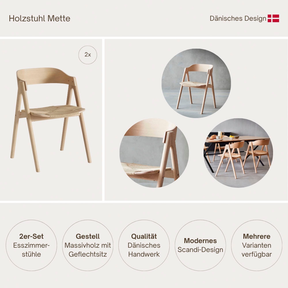 Hammel Furniture Holzstuhl »Findahl by Hammel Mette« (Set) 2 Stk.Massivholz, mit Flechtsitz, versch. Farbvarianten