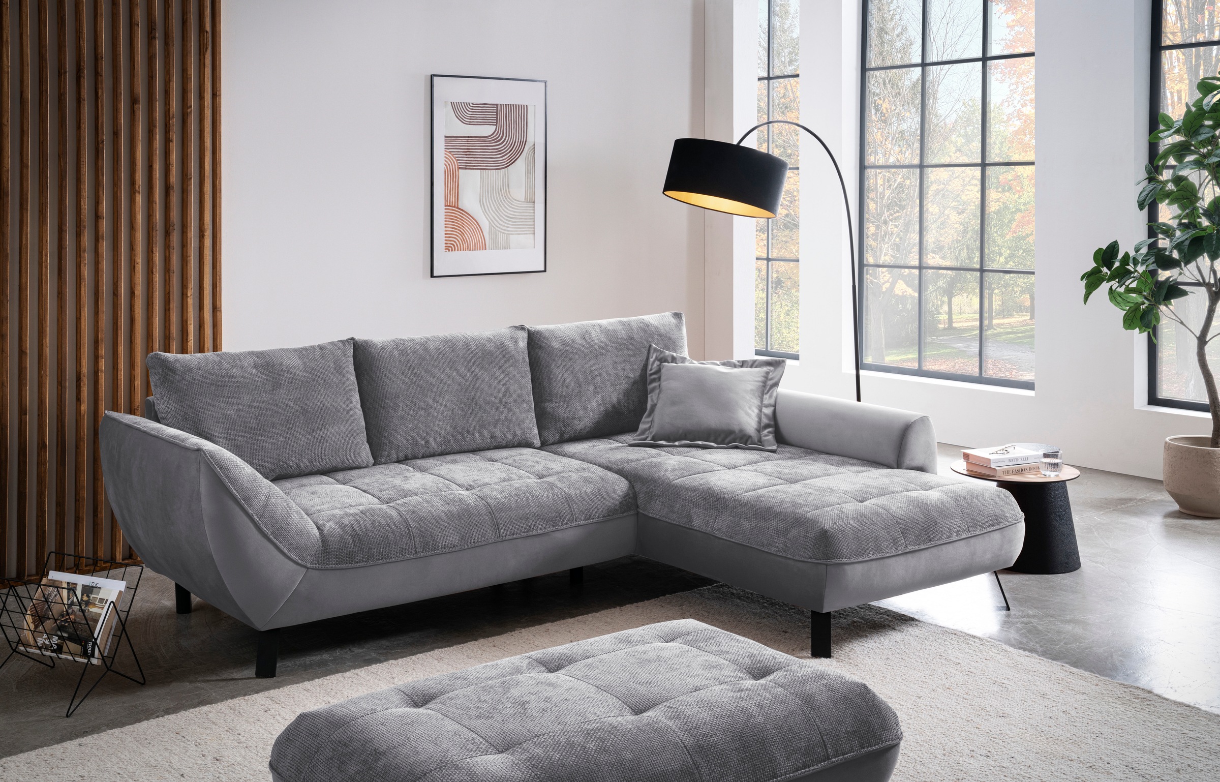 exxpo - sofa fashion Ecksofa »Bellinii, Materialmix, Strukturbezug und pfle günstig online kaufen