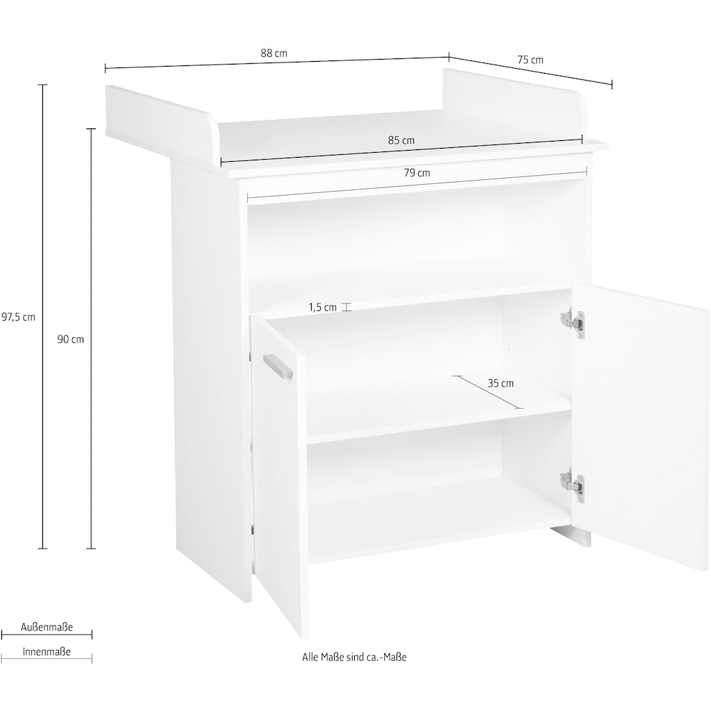 roba® Wickelkommode »Anton, 2-türig«, bis 15 kg, 88 cm