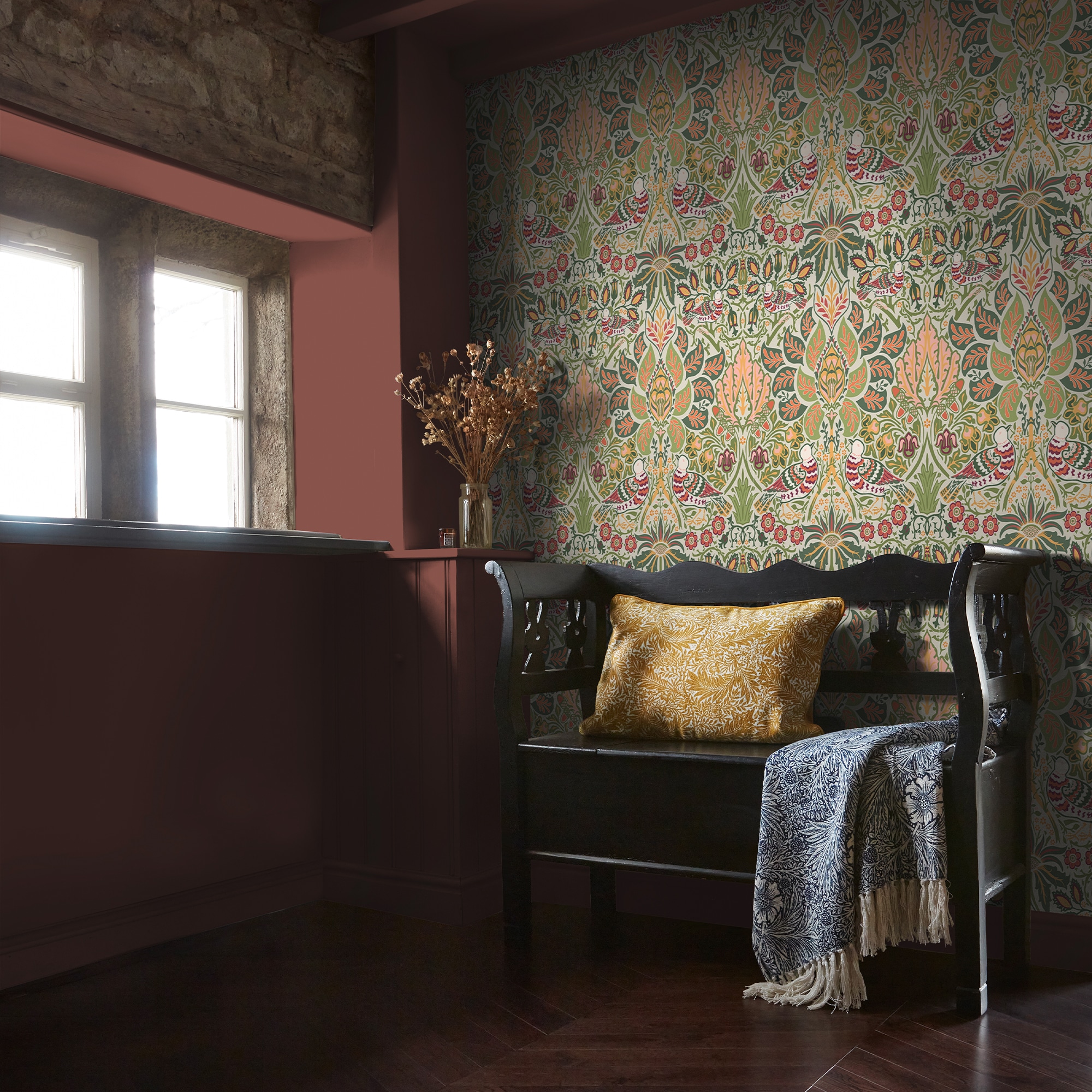WILLIAM MORRIS AT HOME Vliestapete »Dove & Rose Olive« Motiv glatt Design T günstig online kaufen