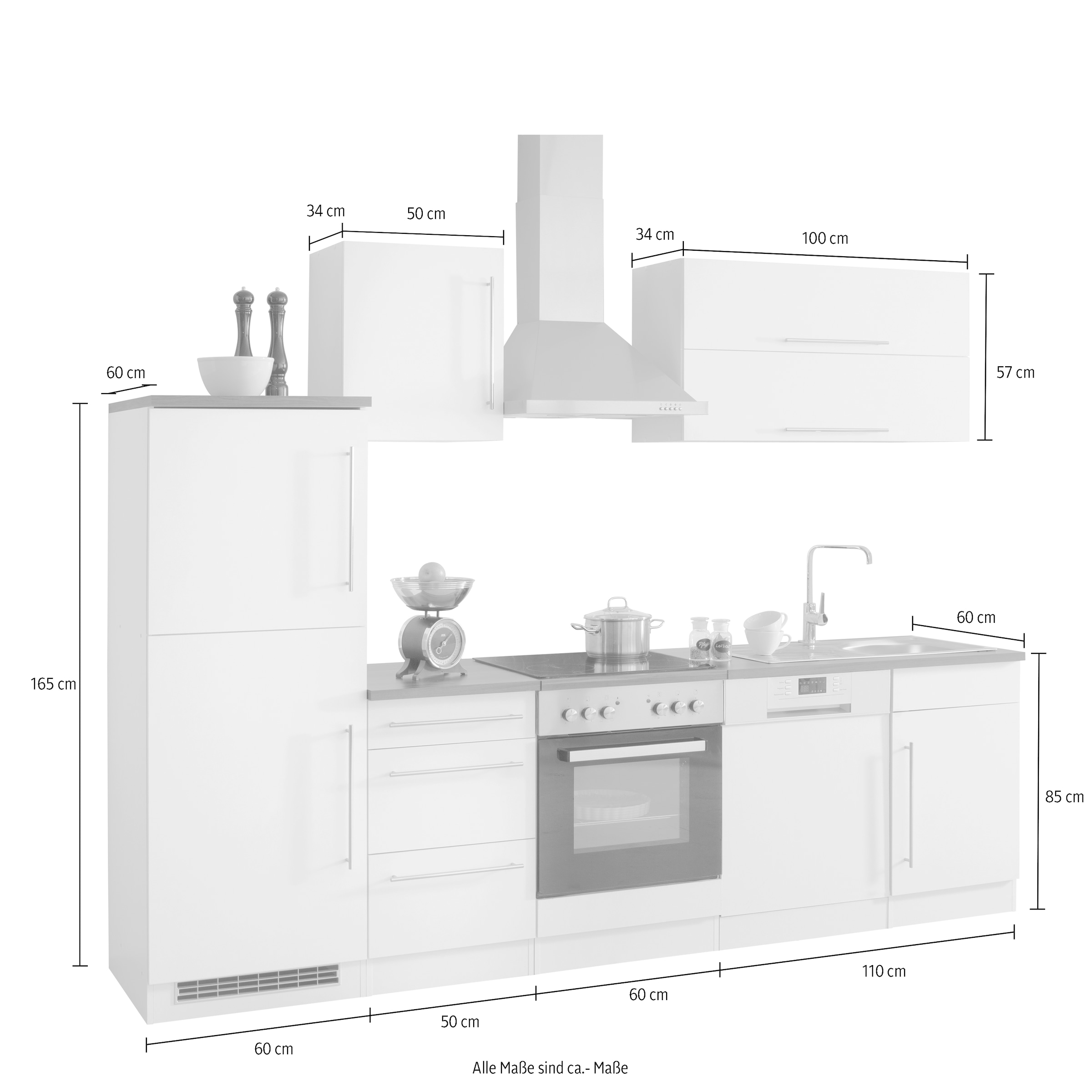 HELD MÖBEL Küchenzeile »Samos«, online cm bestellen mit 280 E-Geräten, Breite