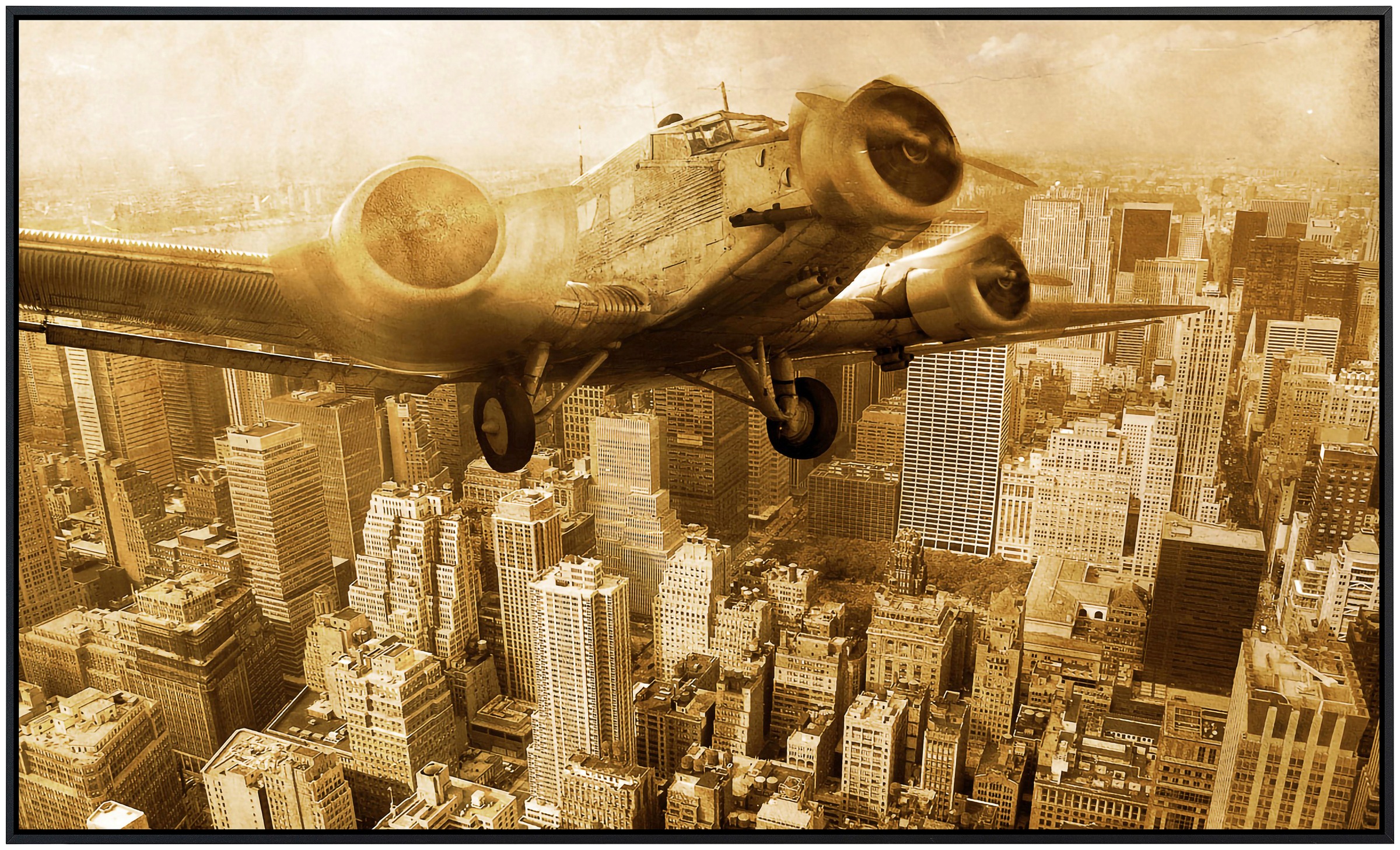 Papermoon Infrarotheizung »Altes Flugzeug über Manhattan«, sehr angenehme S günstig online kaufen