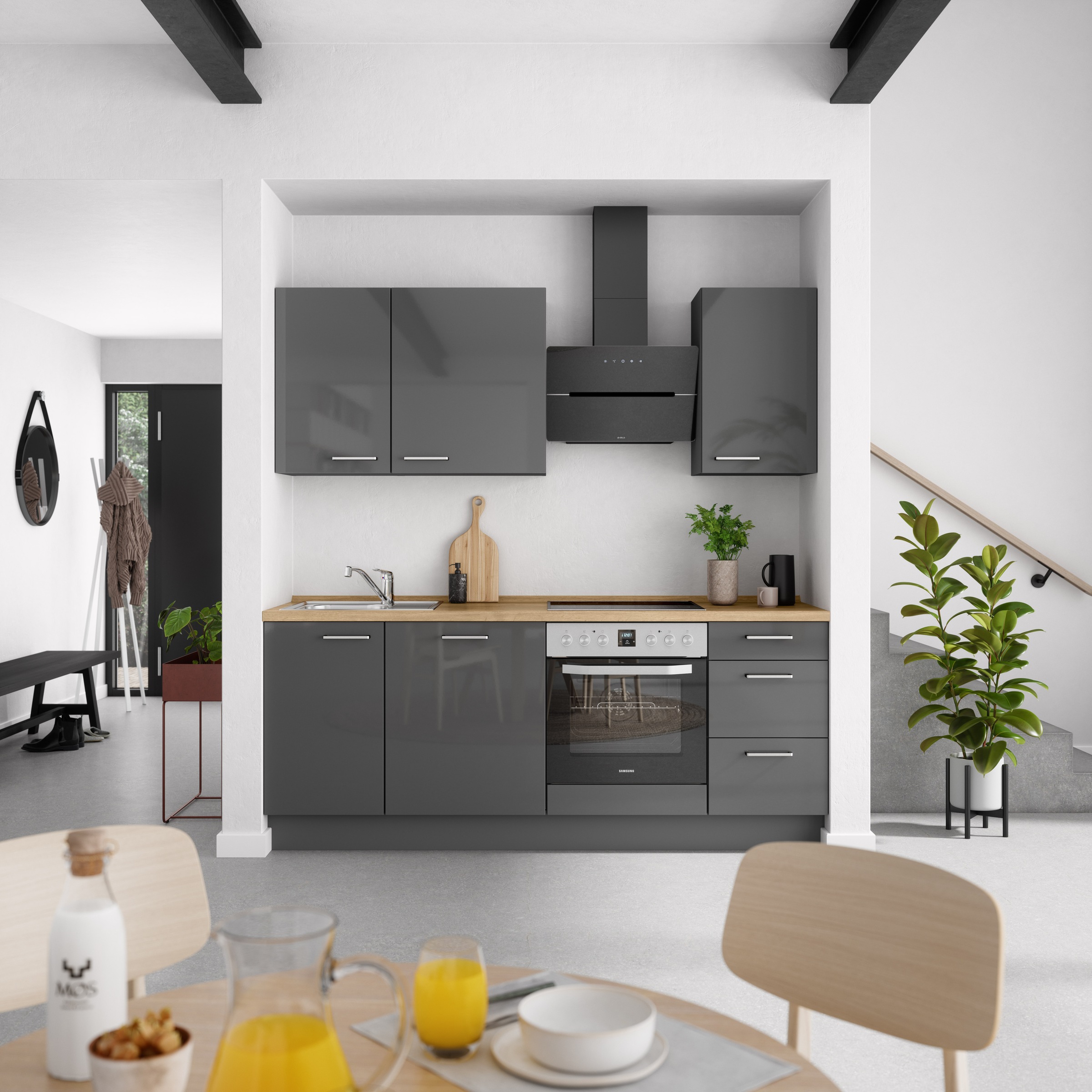 nobilia® Küchenzeile »"Flash II"«, vormontiert, Ausrichtung wählbar, Breite 210 cm, wahlw. mit E-Geräten
