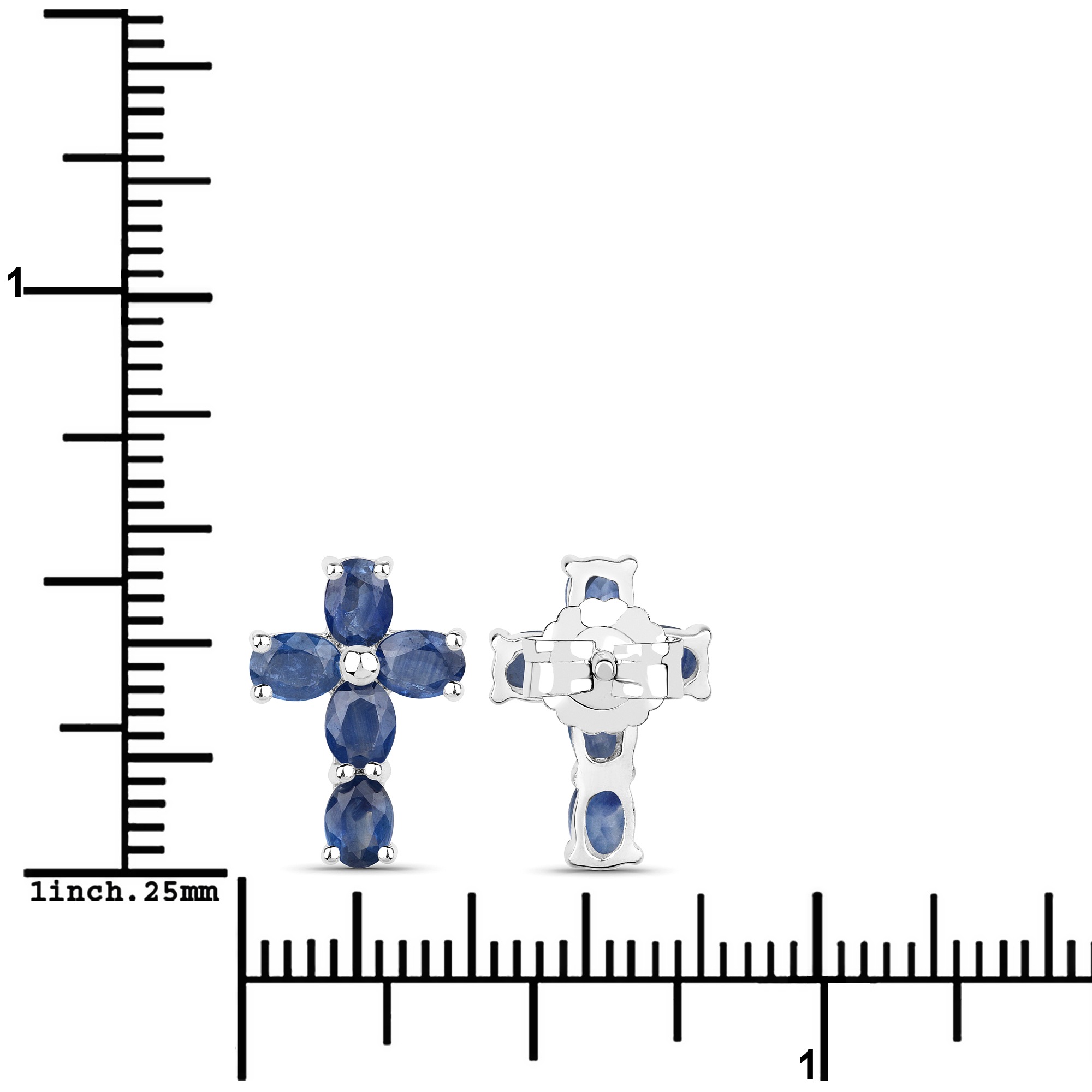 Vira Jewels Paar Ohrstecker »Silber 925 rhodiniert Kreuz-Motiv mit echten Saphir-Steinen«