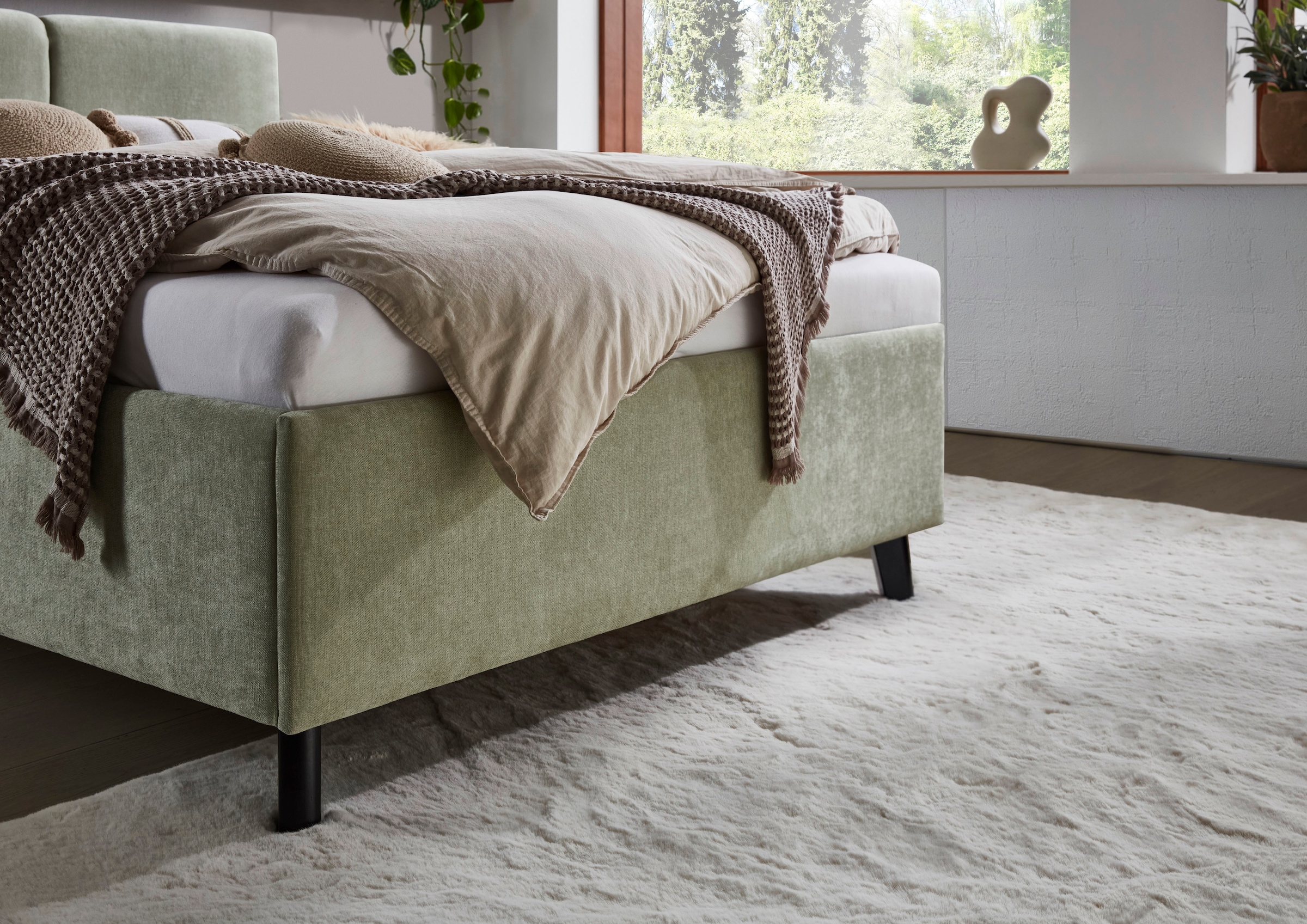 meise.möbel Polsterbett »Piano, in verschiedene Farben und Breiten erhältlich« wahlweise mit schwarzem oder eichefarbigem Holzfuß