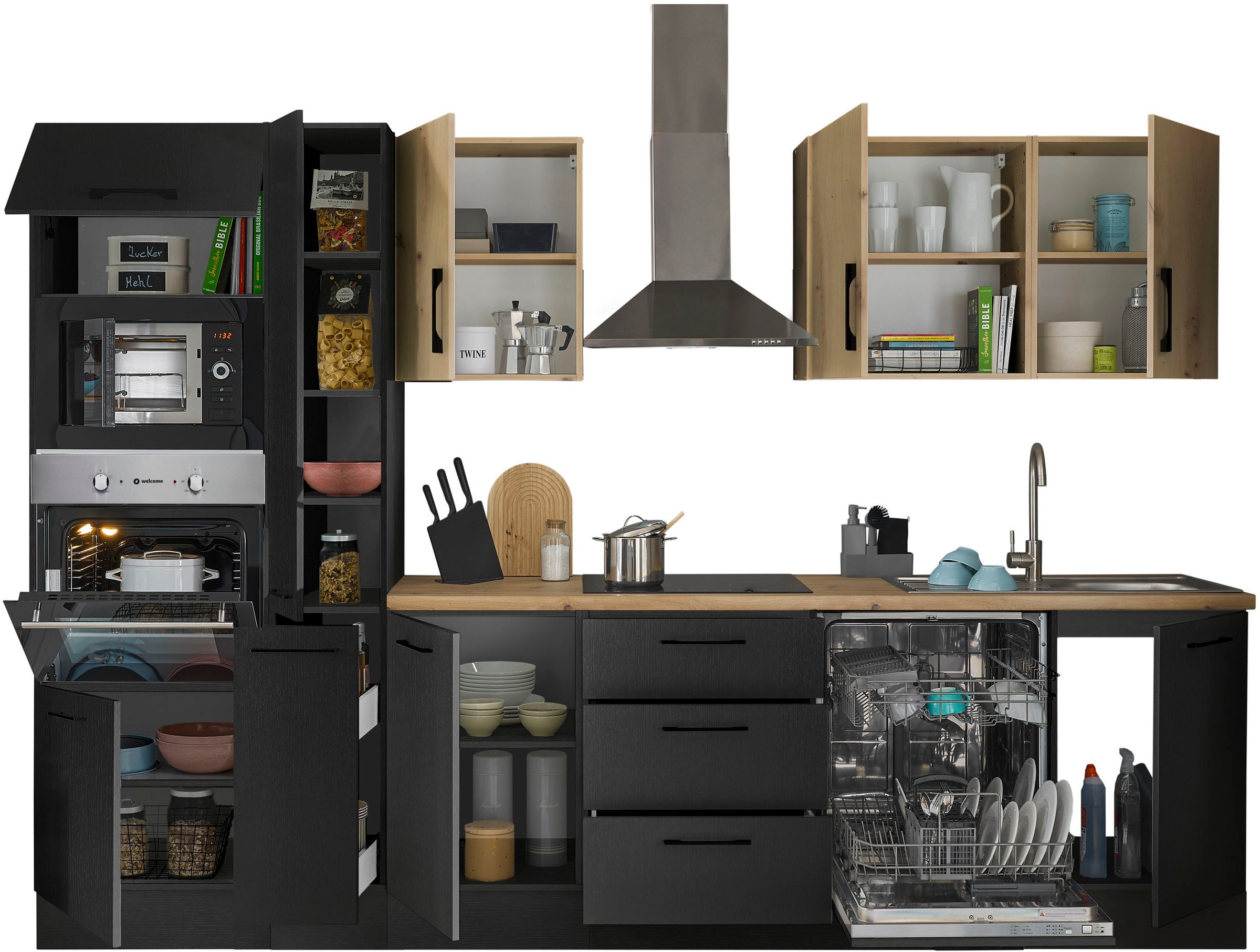 BASIC by Balculina Küchenzeile »Turin«, Breite 310 cm, wahlweise mit E-Geräten