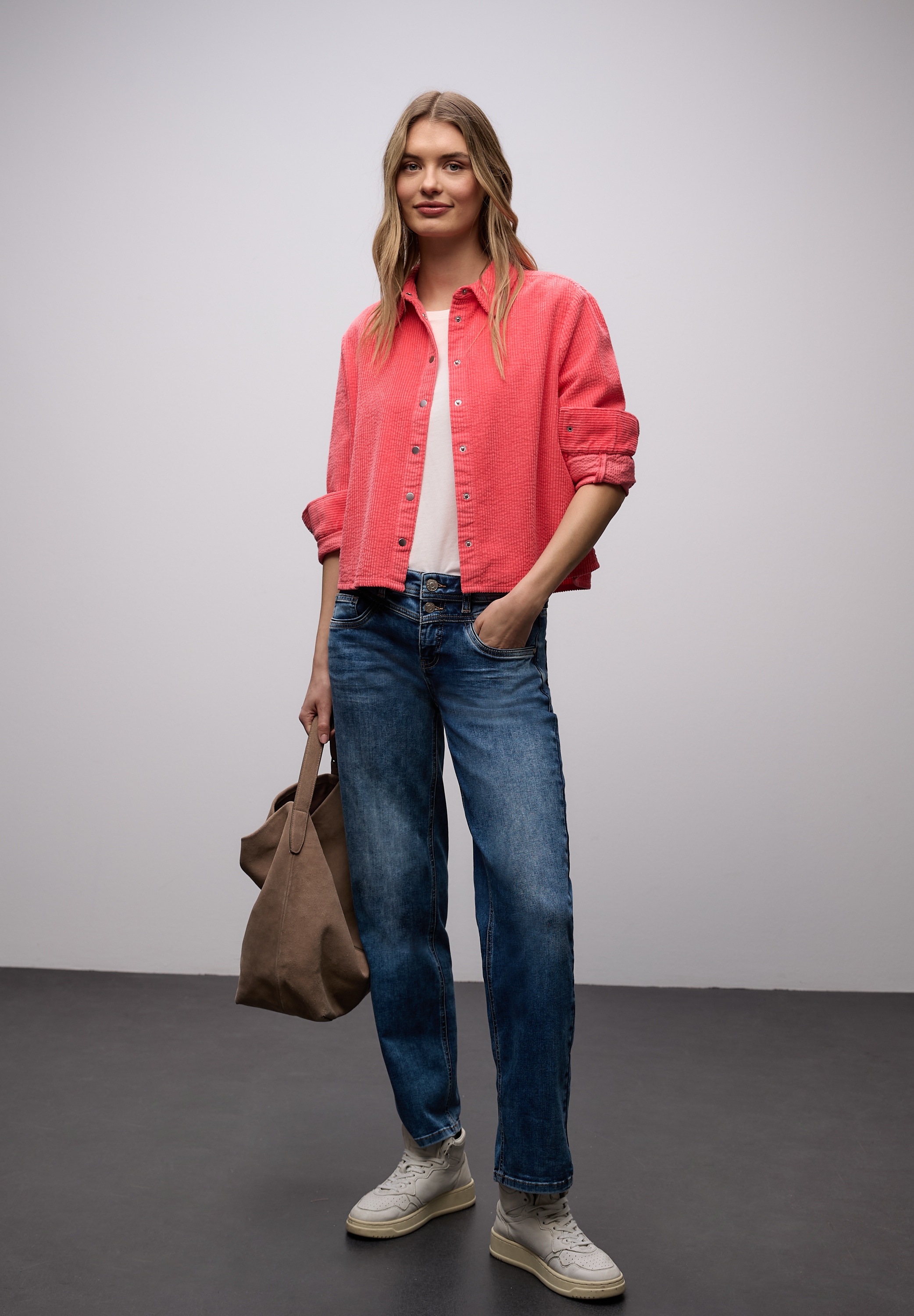 STREET ONE Langarmbluse in Cord-Qualität