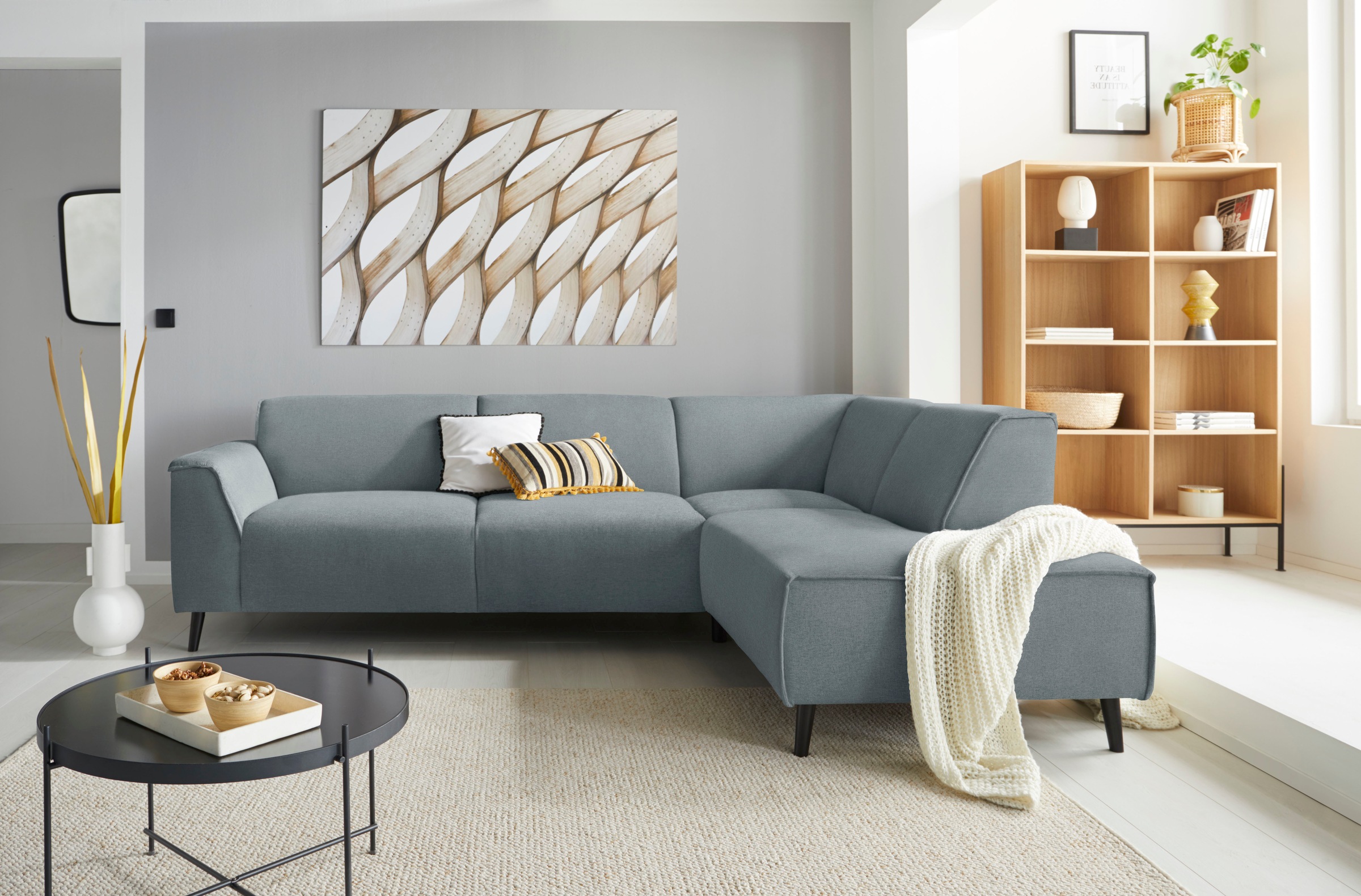 DOMO collection Ecksofa »Amora, bequem und zeitlos, L-Form«, mit Federkern für mehr Sitzkomfort