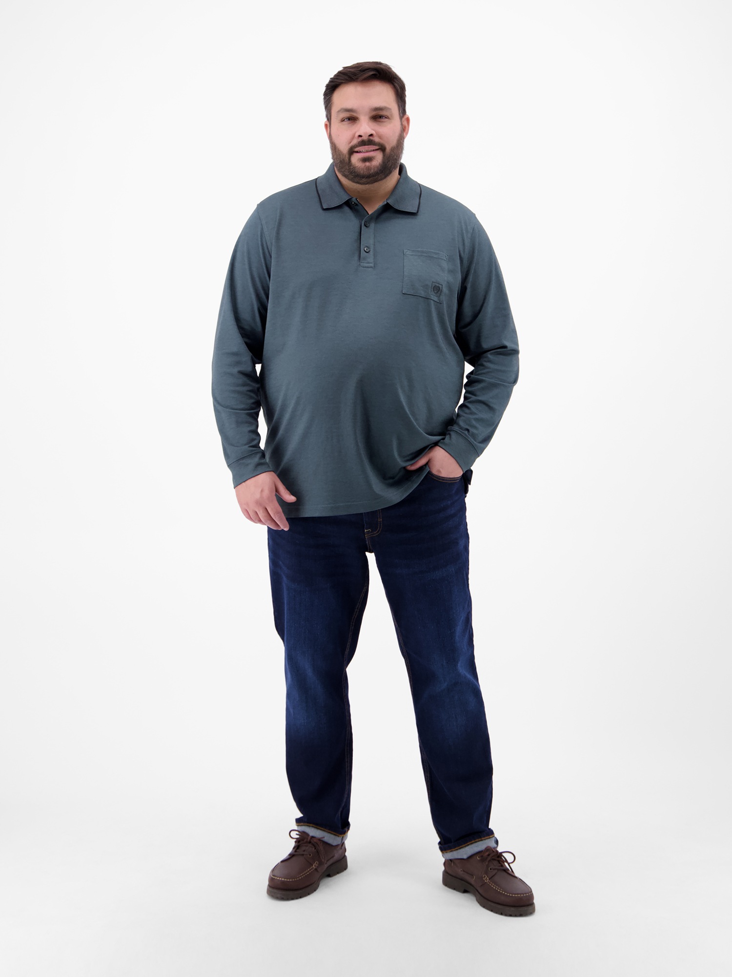 LERROS Poloshirt »Langarm Polo mit Brusttasche in Grossen Grössen«