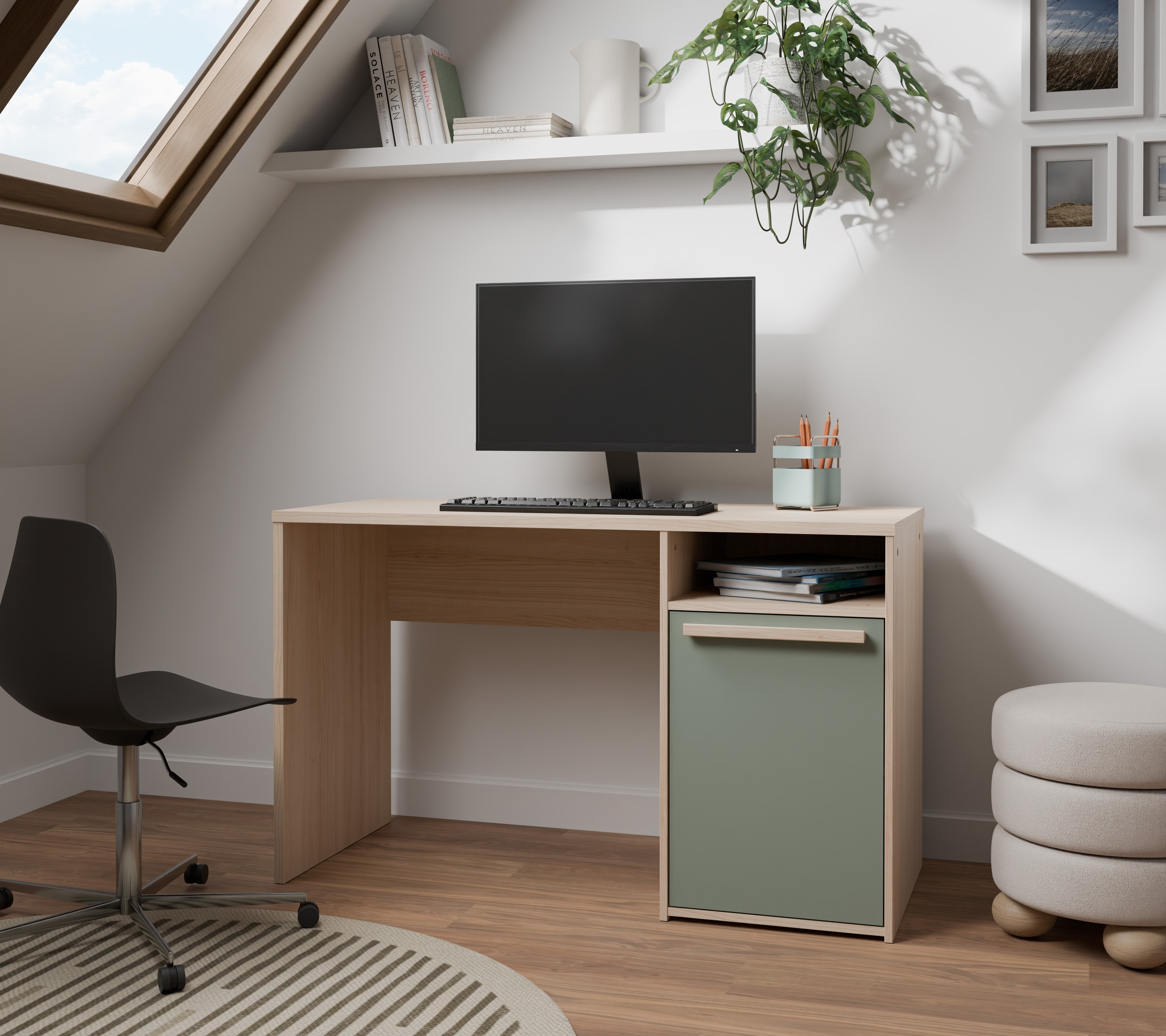 FORTE Schreibtisch »Capaia« Echtholzgriffe, verstellbarer Einlegeboden, Bre günstig online kaufen