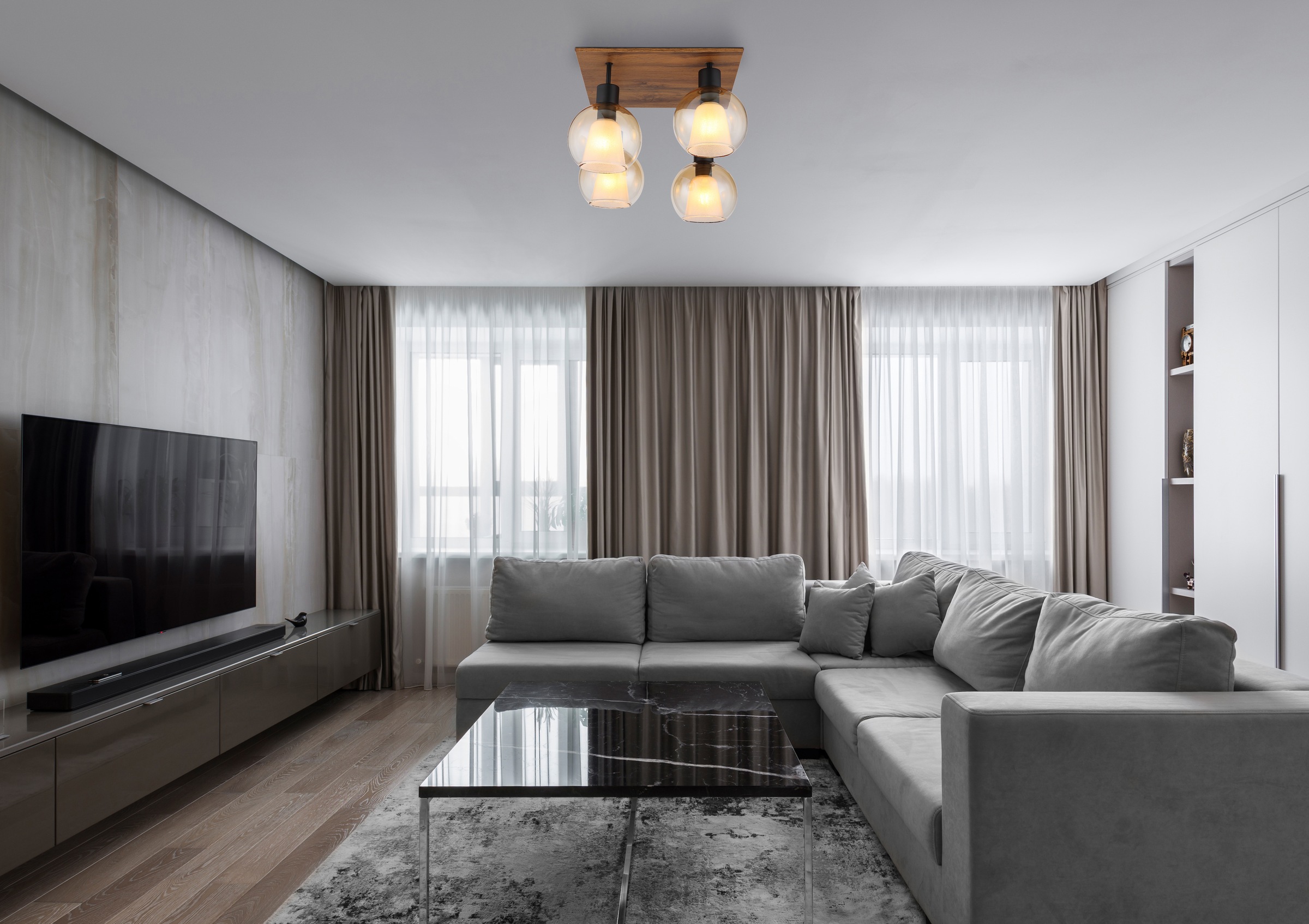 GLOBO LIGHTING Deckenleuchte »BARRY I« E27 1 Stk. Deckenlampe/holzoptik/Gla günstig online kaufen