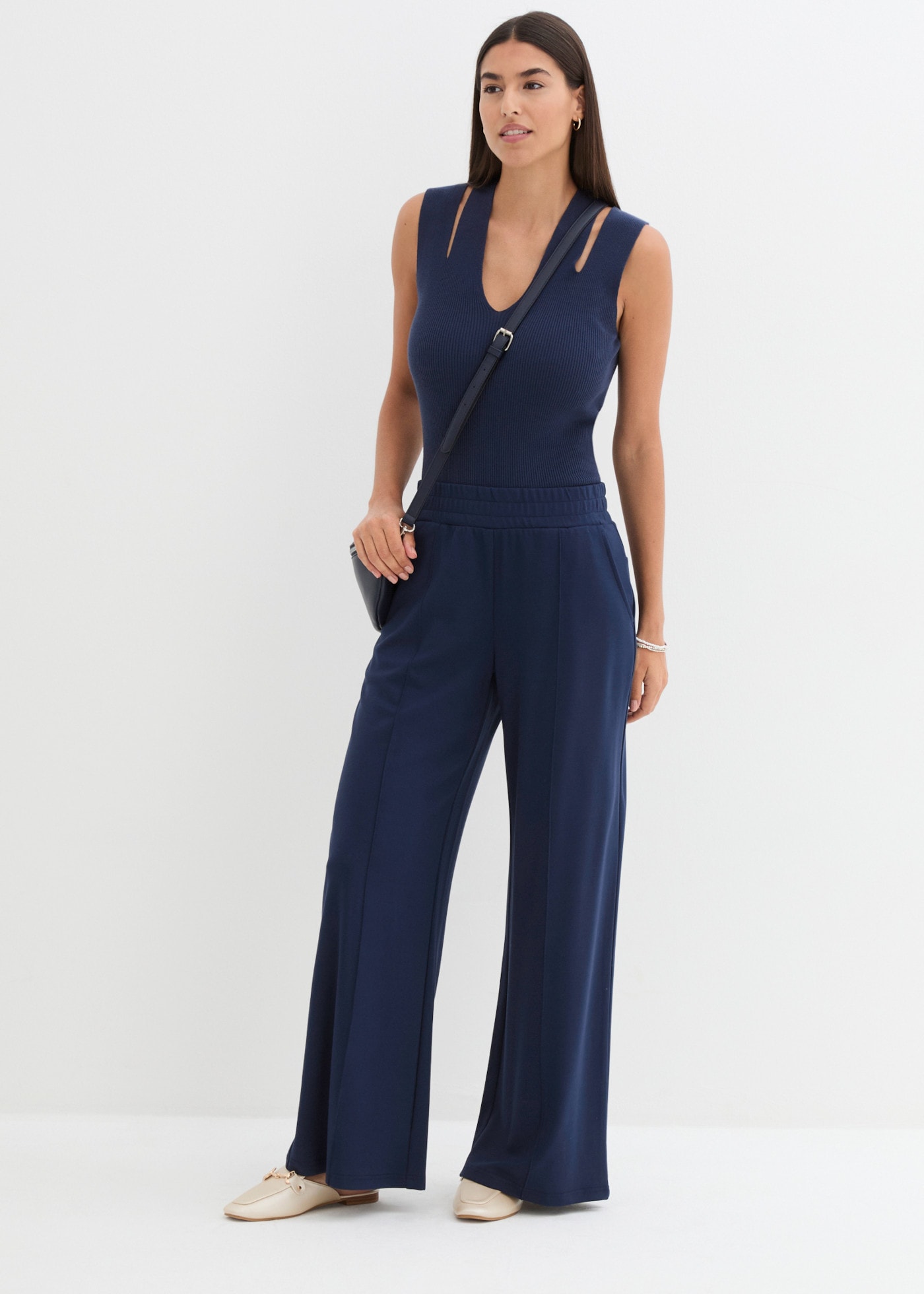 bonprix Marlene-Hose  aus Jersey, Loose Fit, festlicher Stil