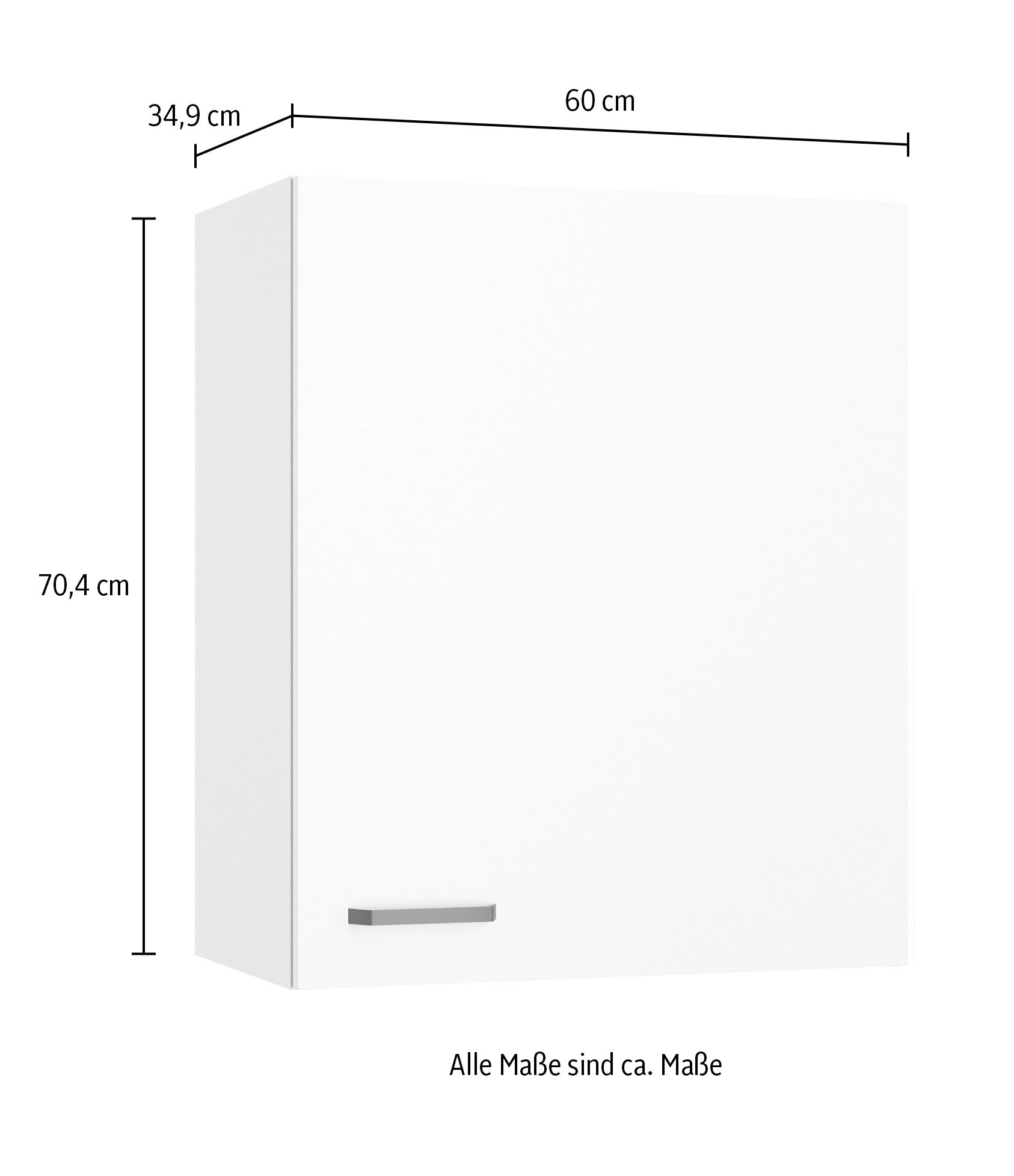 KOCHSTATION Hängeschrank »KS-Paula« 60 cm breit, 70 cm hoch, mit 1 Tür, 2 Einlegeböden