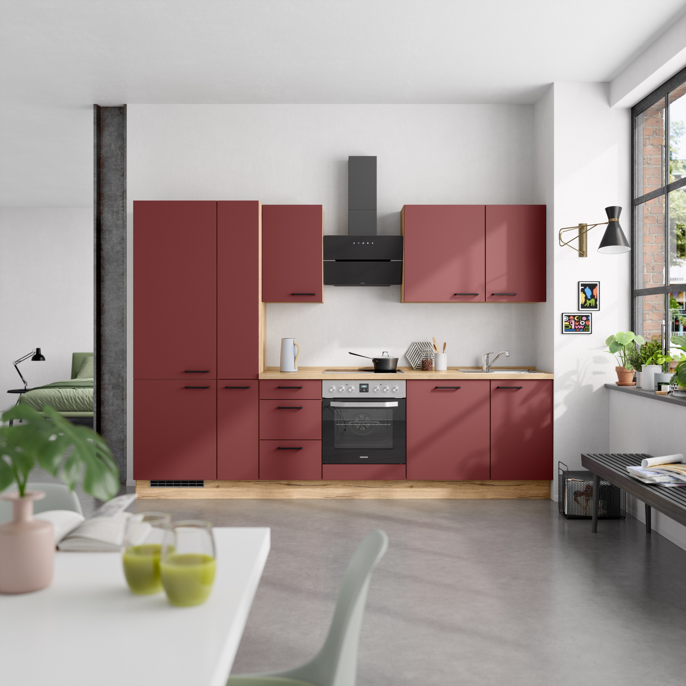nobilia® Küchenzeile »"Easytouch II"«, vormontiert, Ausrichtung wählbar, Breite 300 cm, wahlw. mit E-Geräten