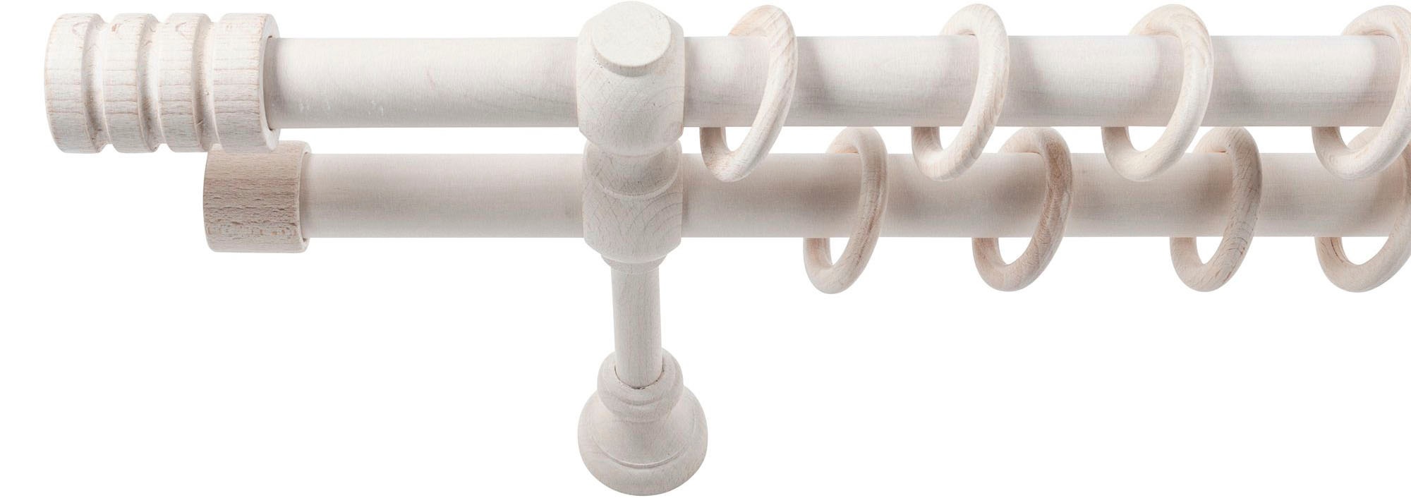 SN DECO GROUP Gardinenstange »Pisa«, 2 läufig-läufig, Fixmaß, 28 mm, Holz, verschiedene Längen und Farben, Komplettset