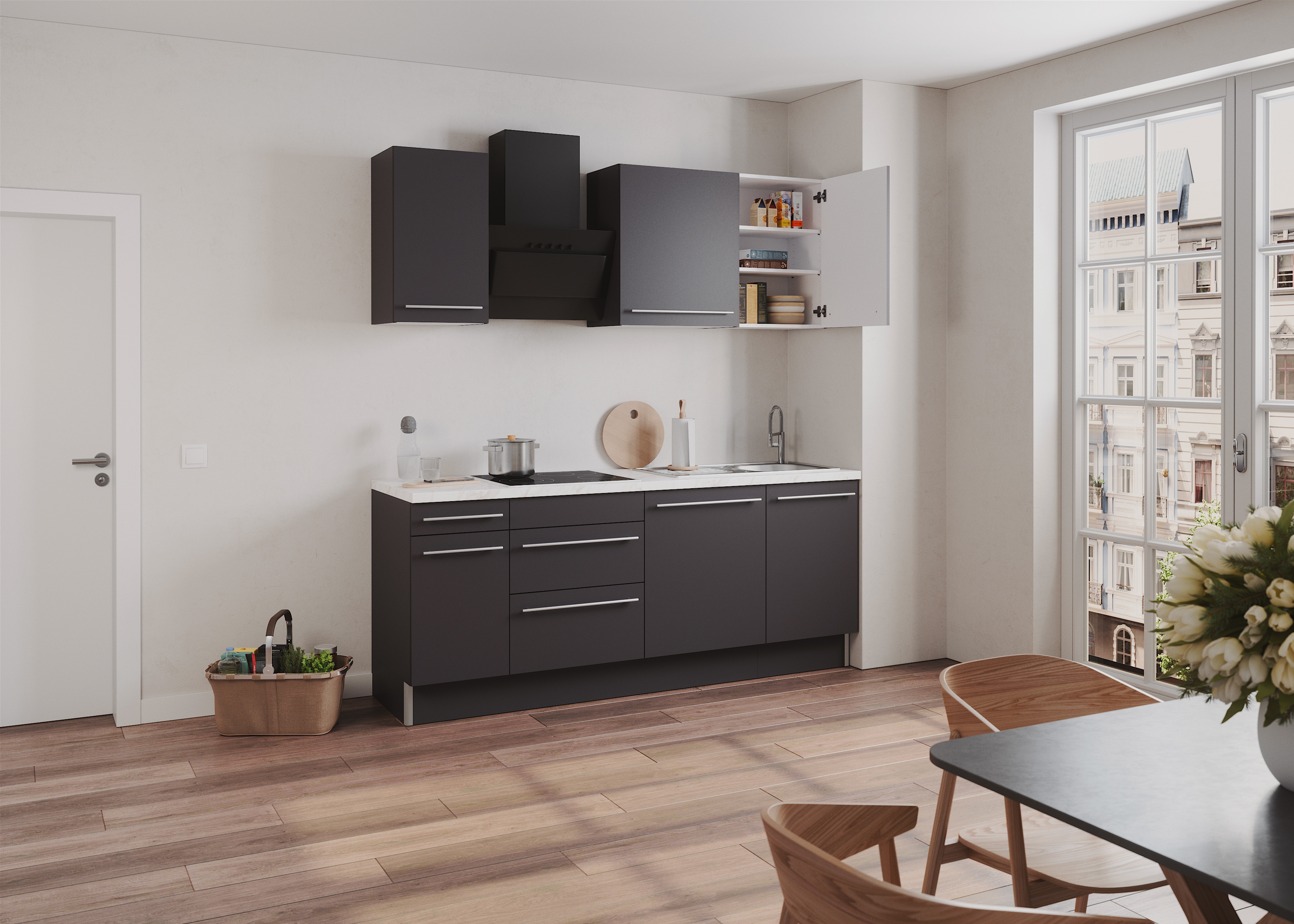 KOCHSTATION Küche »KS-Bern2« Breite 210 cm, wahlweise mit E-Geräten, für au günstig online kaufen