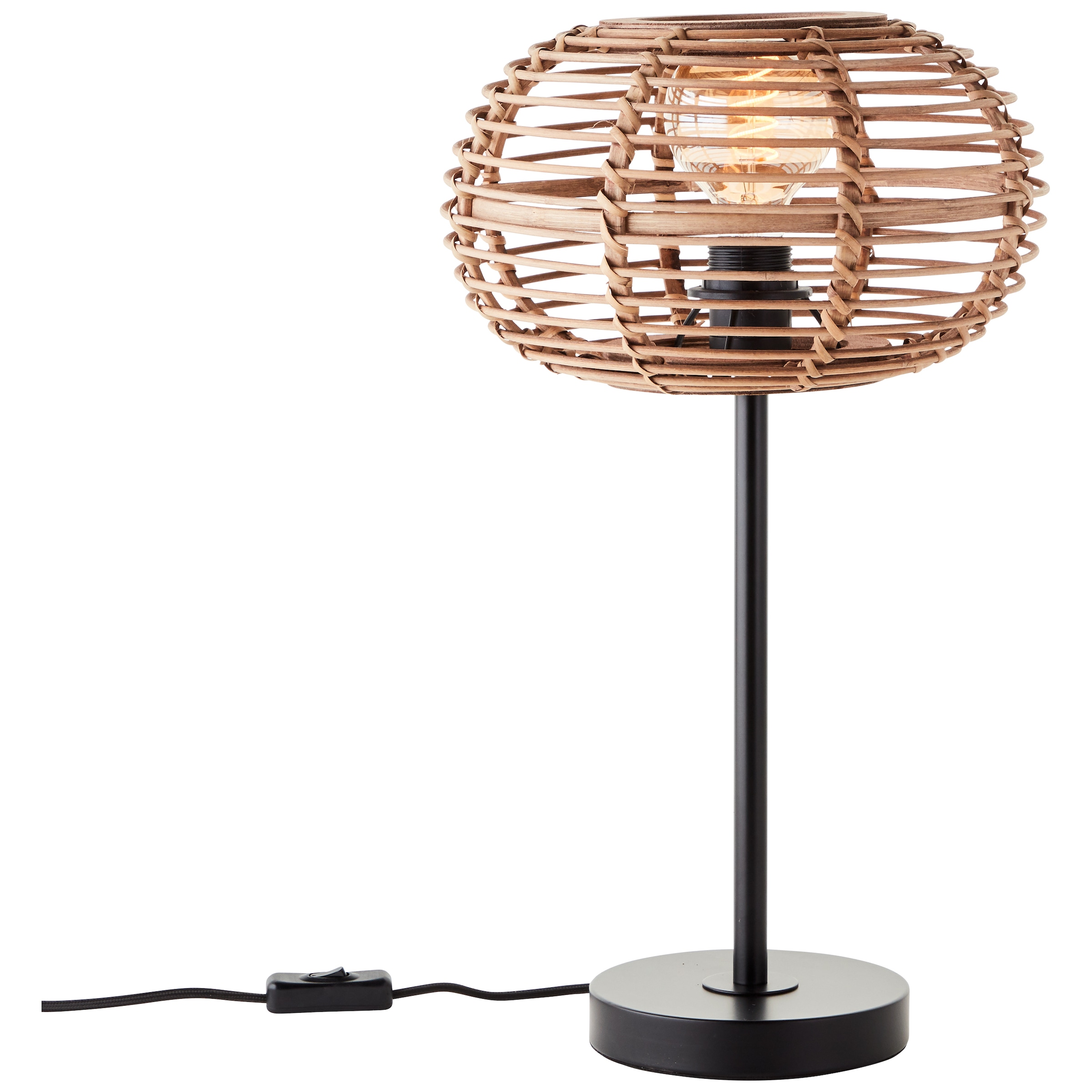 Brilliant Tischleuchte »Woodball«, 1 flammig, Leuchtmittel E27 | ohne Leuchtmittel, mit Bambus Schirm, 49 x 28 cm, E27, matt schwarz/natur