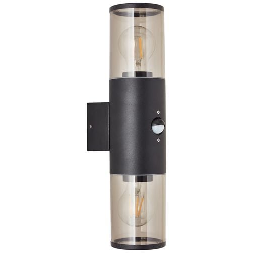 Brilliant Außen-Wandleuchte »Sergioro«, 2 flammig, Leuchtmittel E27 | ohne Leuchtmittel, 33,2 cm Höhe, Bewegungsmelder, E27, Aluminium/Kunststoff, schwarz matt
