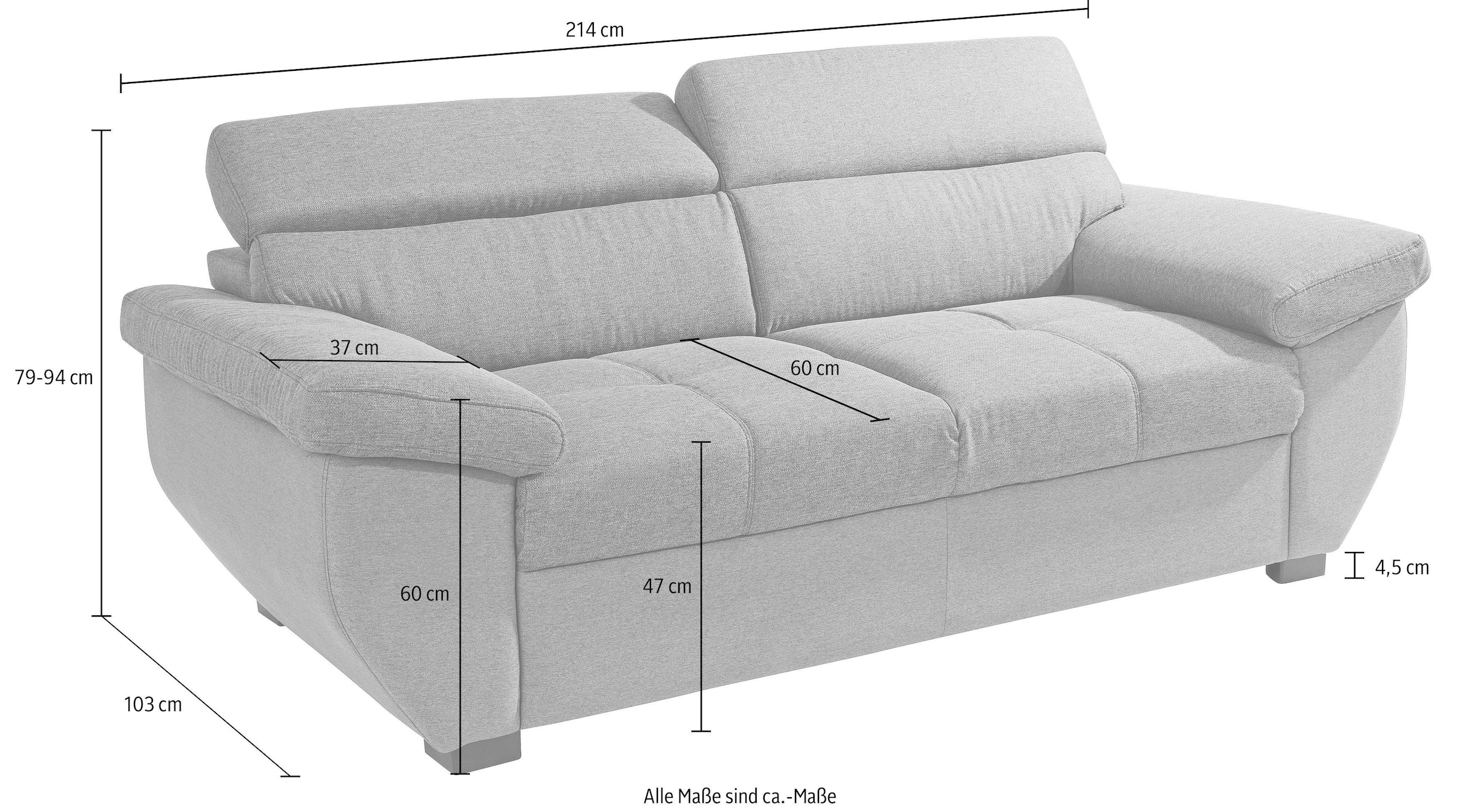 COTTA Polstergarnitur »Speedway«, (Set), Set: bestehend aus 2,5-Sitzer Sofa und Hocker, 2,5-Sitzer