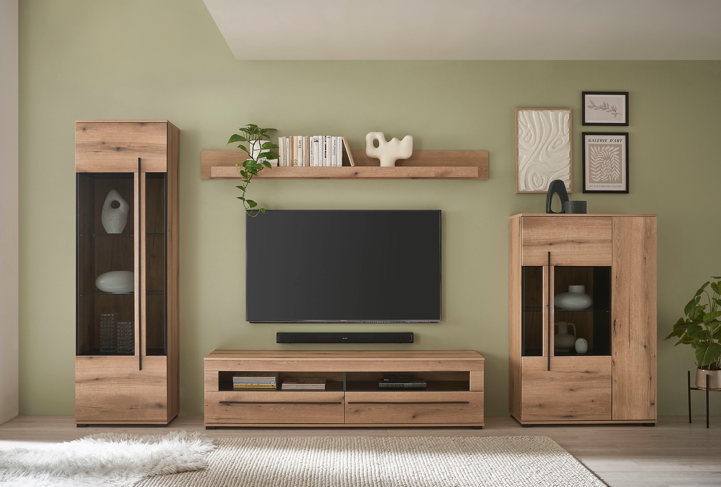 INOSIGN Wohnwand »Cantara, moderne Anbauwand, Wohnzimmer-Set, in Eiche Evok günstig online kaufen