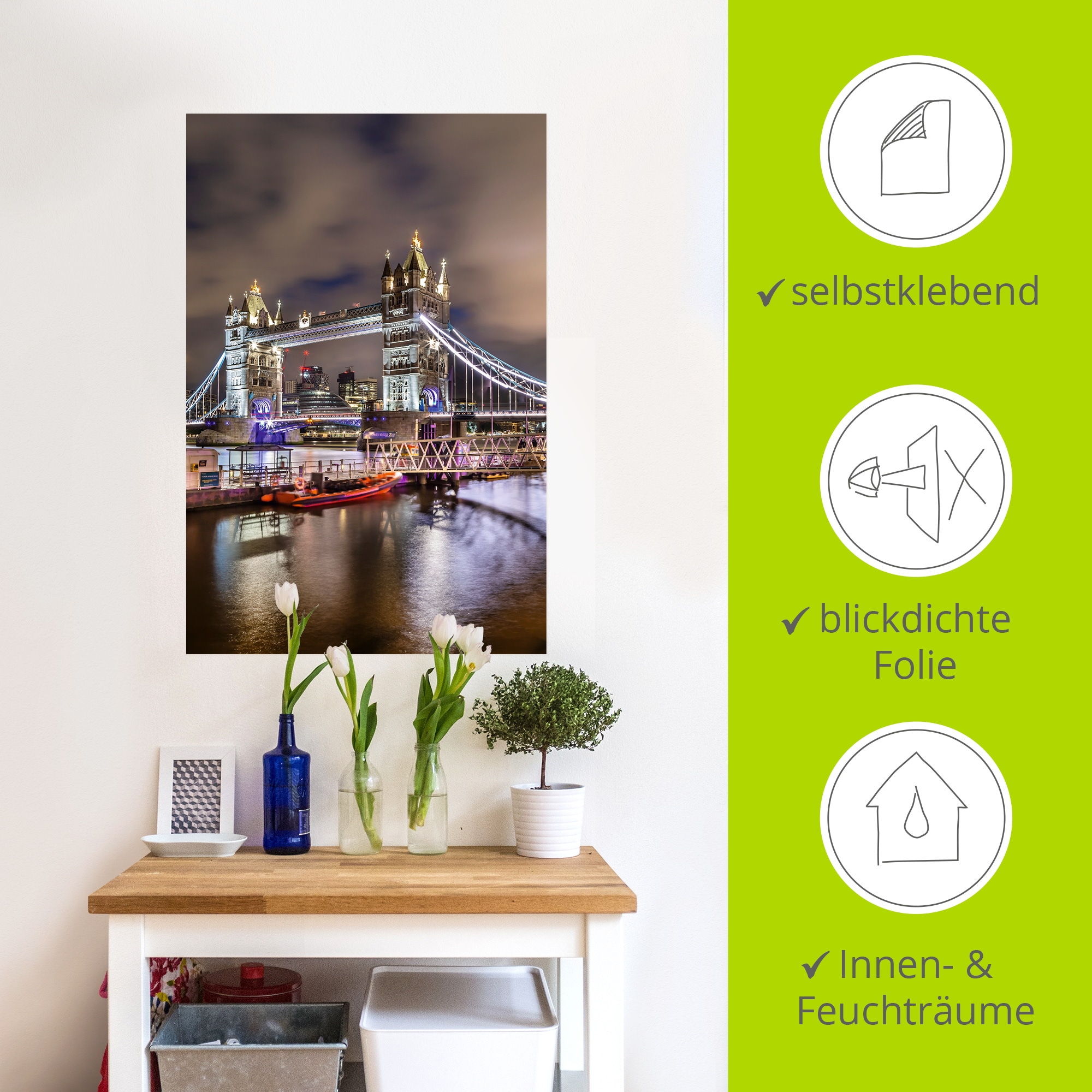 Artland Wandbild »LONDON Tower Bridge im Abendlicht« London 1 Stk. tlg. als Alubild, Leinwandbild, Poster, Wandaufkleber in verschied. Größen